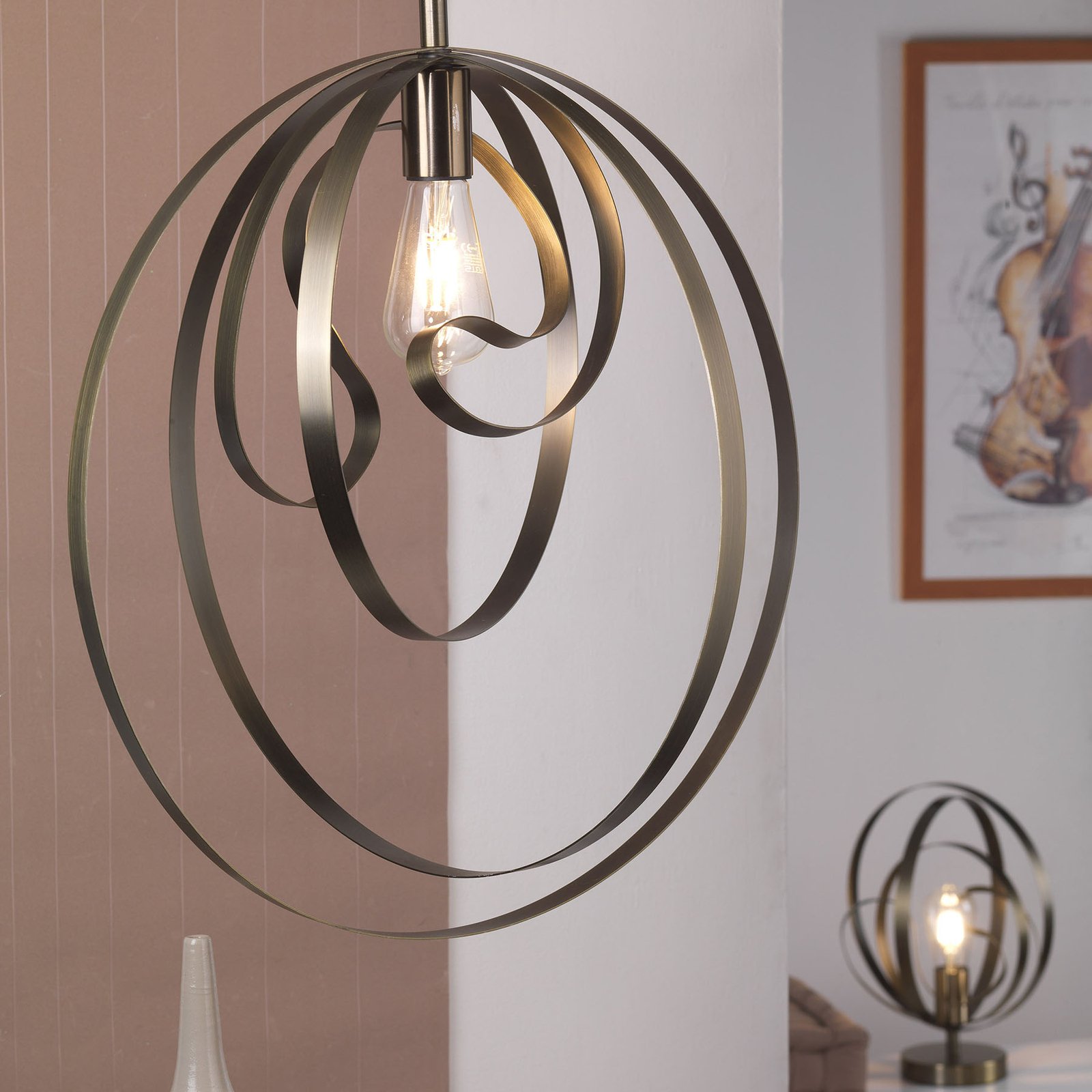 Lampa wisząca Yoga z metalowymi opaskami