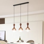 Lucande pendant light Lyrisa, 3-bulb, copper-coloured, glass, 22cm