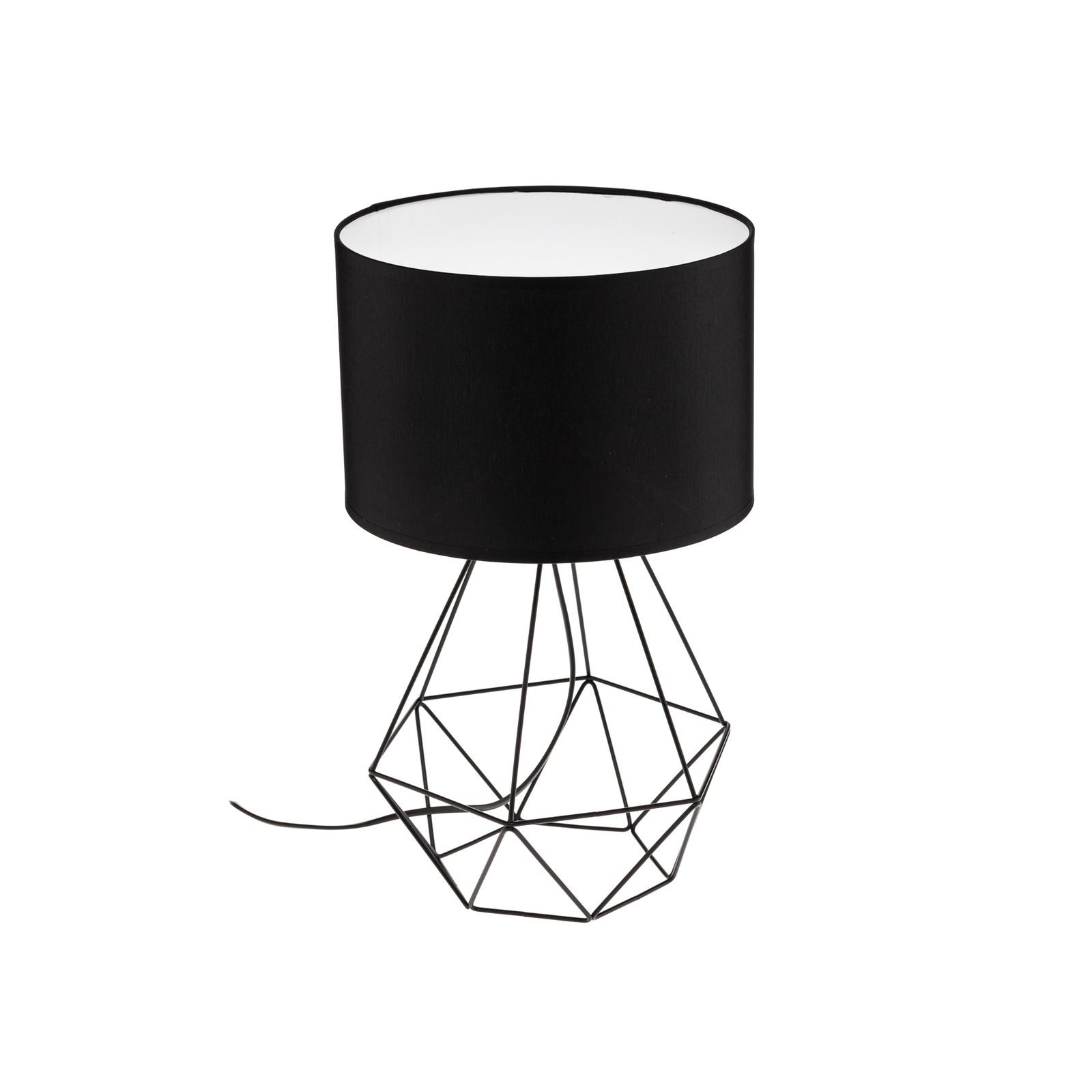 Basket table lamp, black, white inside
