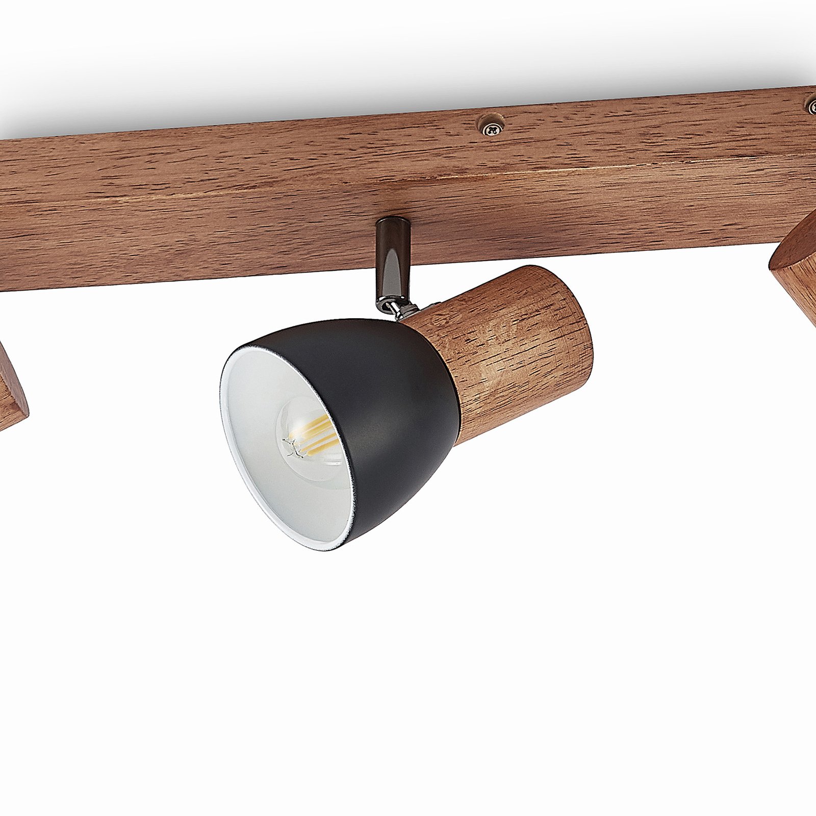 Lindby Tonja Decken-Strahler mit Holz, vierflammig