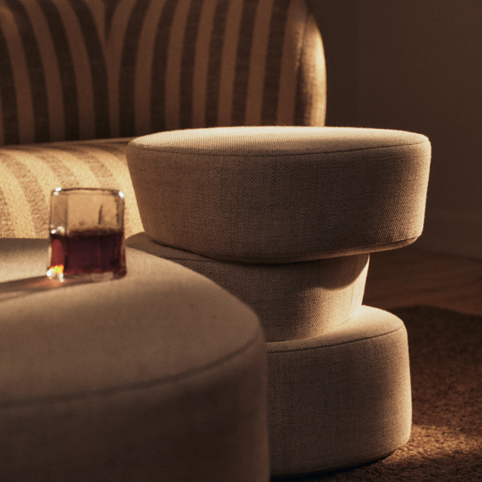 PLYO stool set, white, textile cover, 46 cm - ferm LIVING