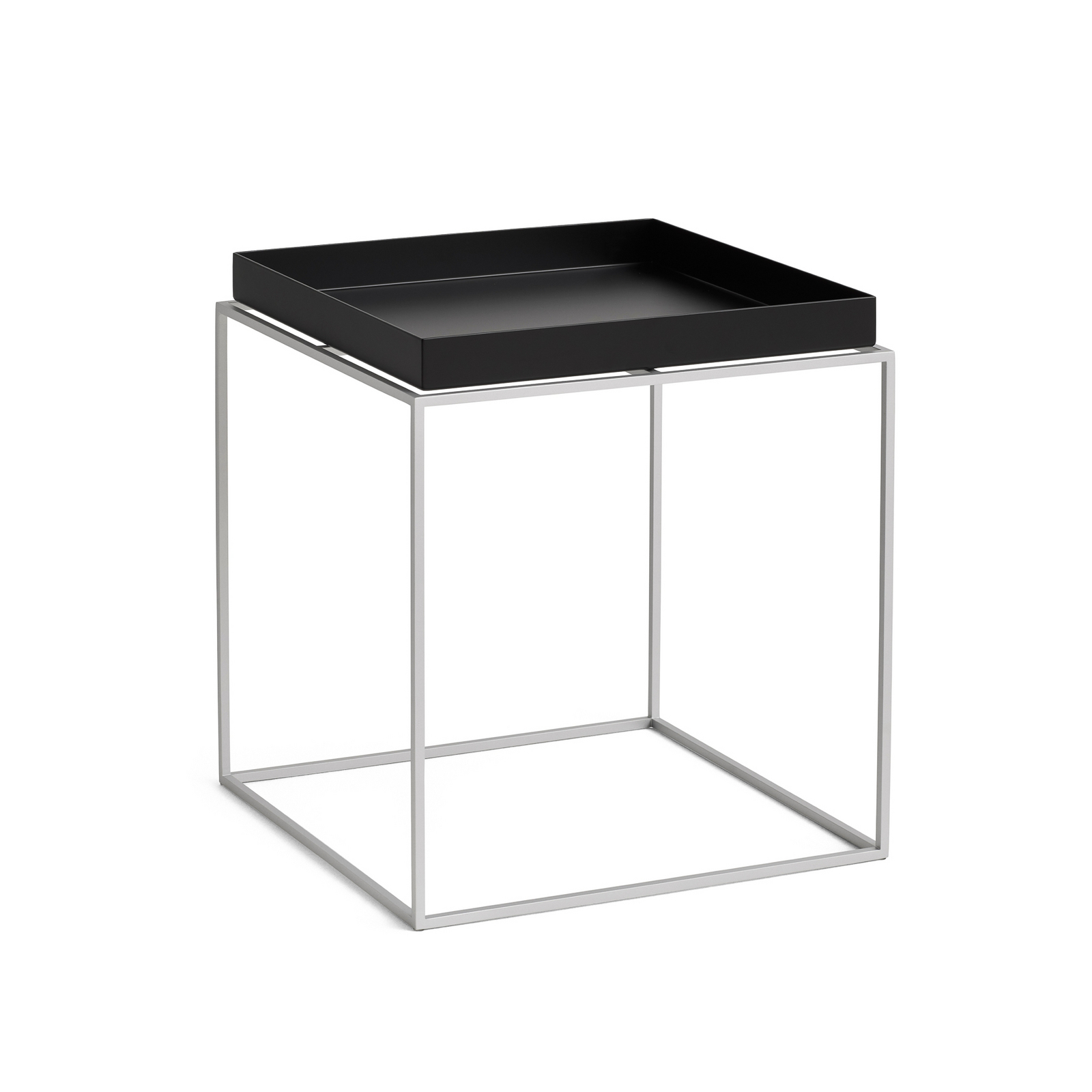 Table d'appoint Tray noire/grise 40 x 40 cm, acier/silicone - HAY
