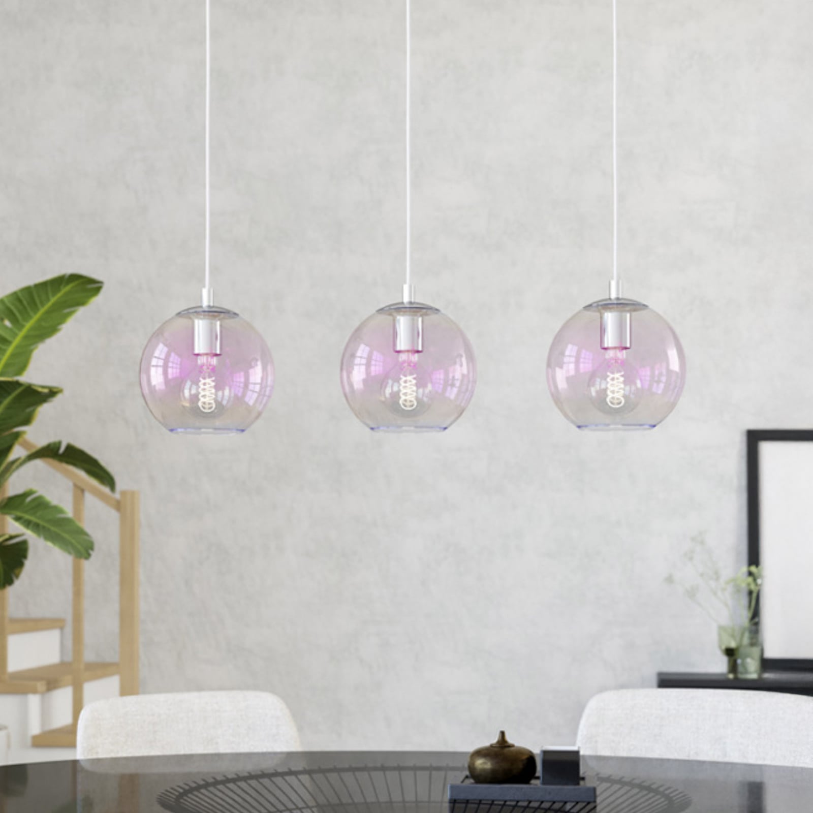 EGLO hanglamp ARISCANI 2, 77 cm, 3-lamps, chroom/iriserend