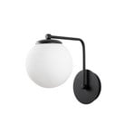 Daisy wall light, black, glass, height 22 cm, E27
