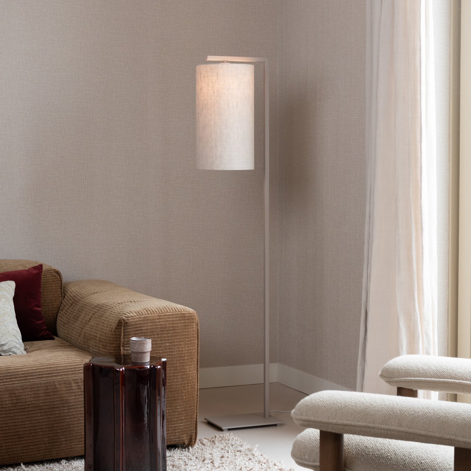 IT'S ABOUT ROMI Stehlampe Boston, Ø25cm, hellgrau/sandfarben