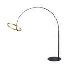 SLV LED-golvlampa One Bow FL, svart/mässingfärgad, stål