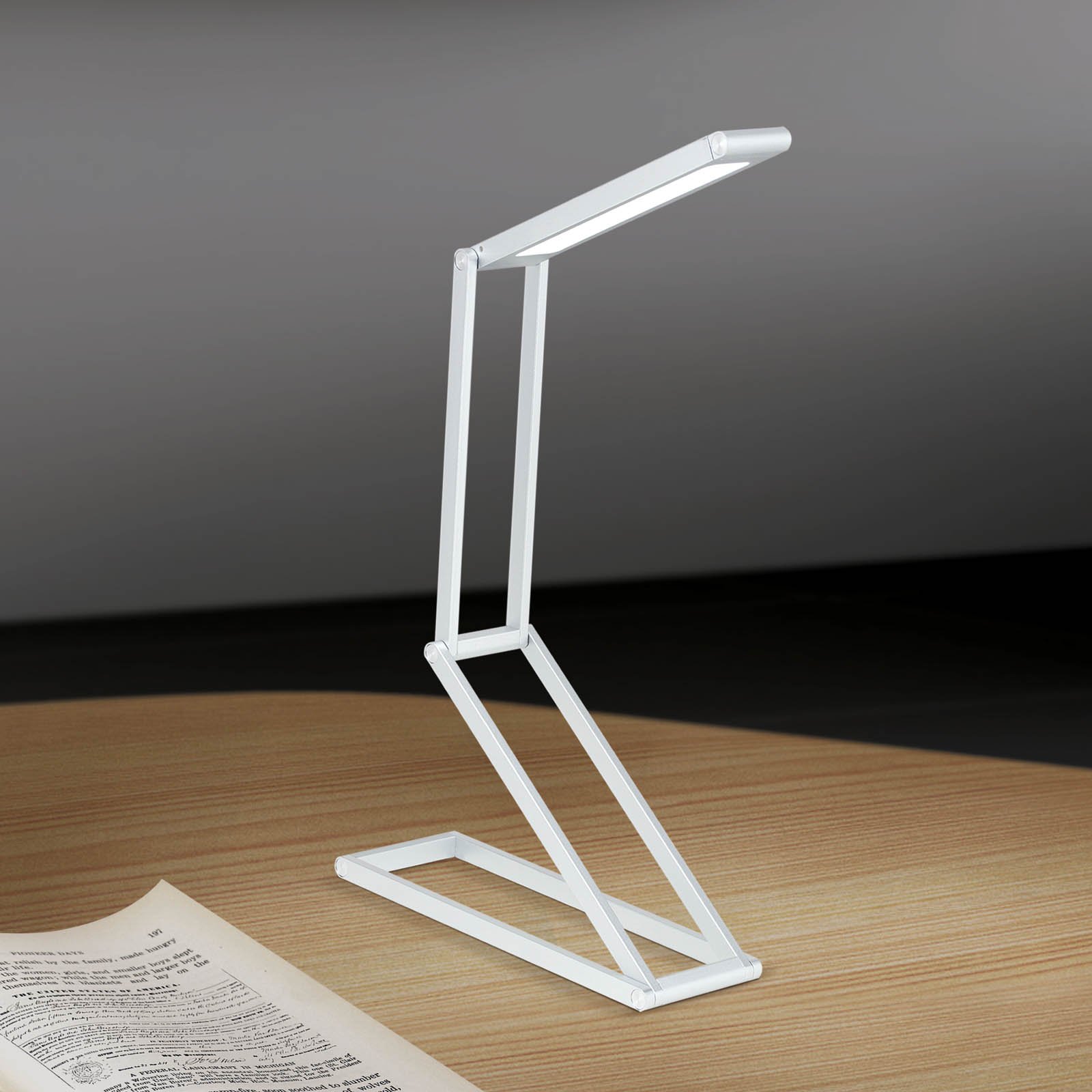 Falto LED desk lamp with a battery, silver