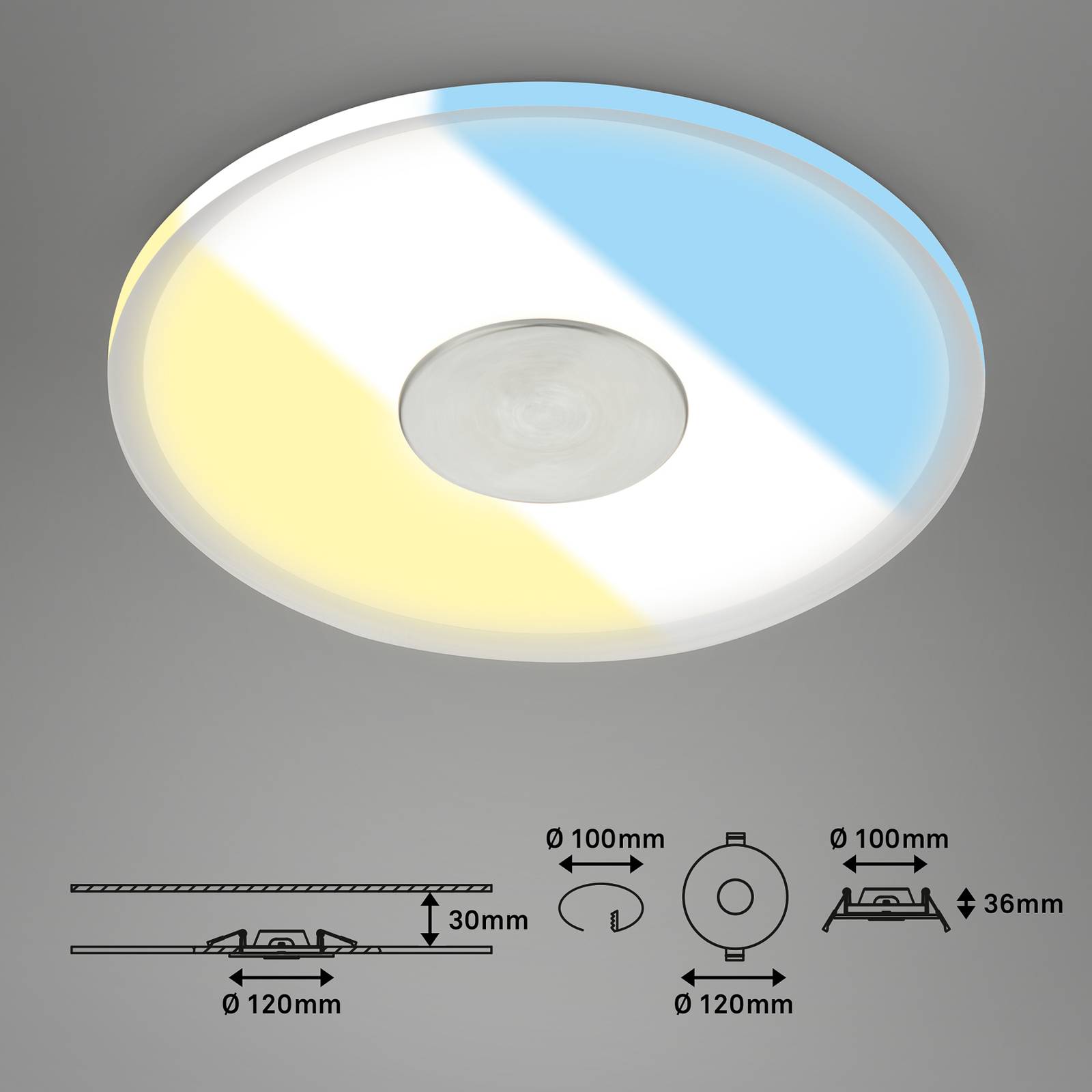 LED-Deckeneinbauleuchte 748 IP44 CCT Switch Ø 12cm günstig online kaufen