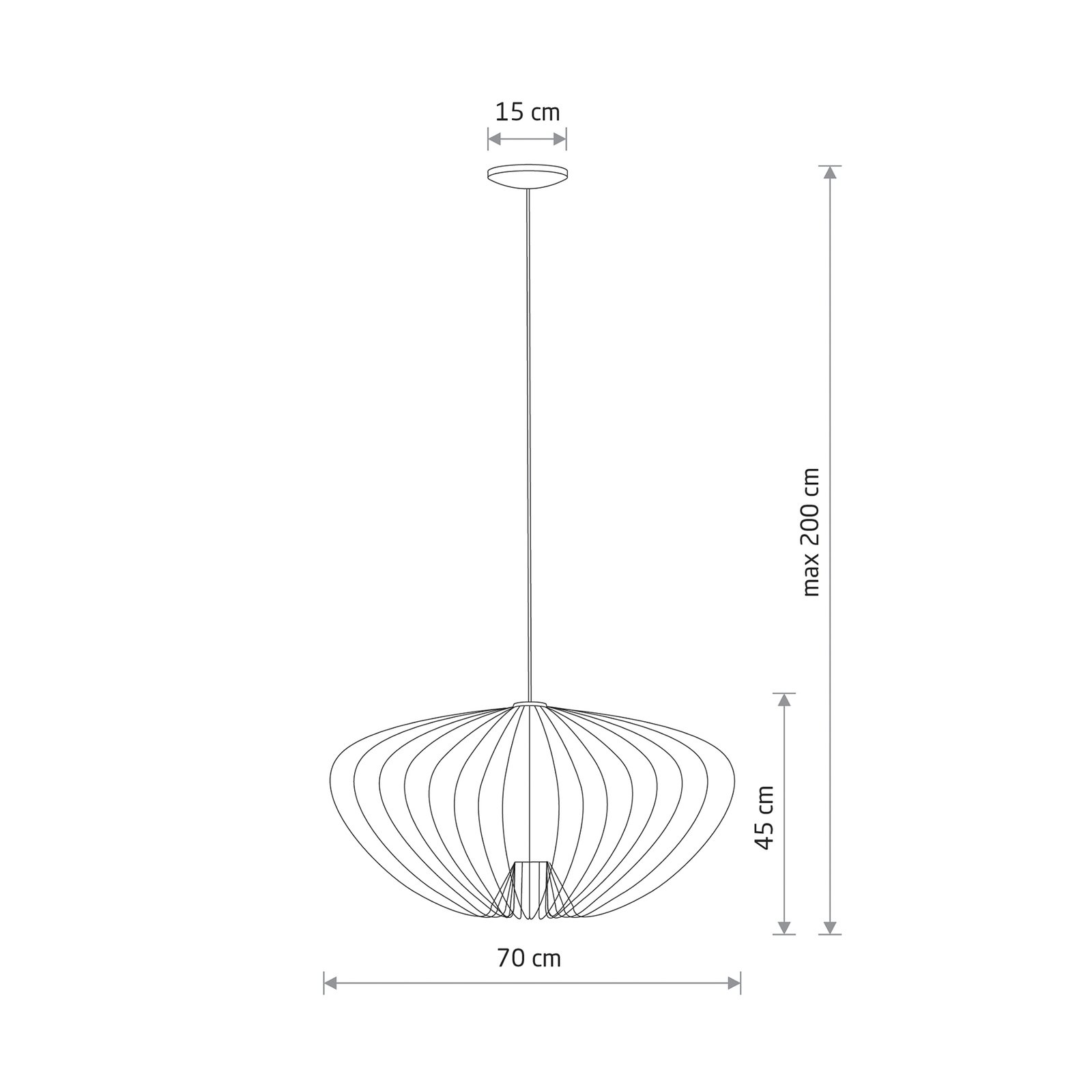 Závěsné světlo Pumpkin L, světle šedé, Ø 70 cm, kov, GU10