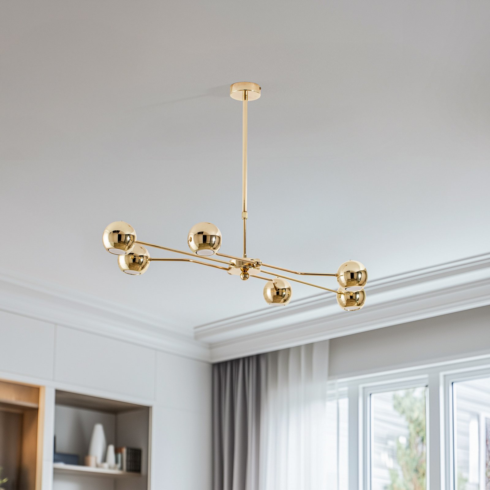 Suspension Tiana, doré, métal, 6 lampes, GU10