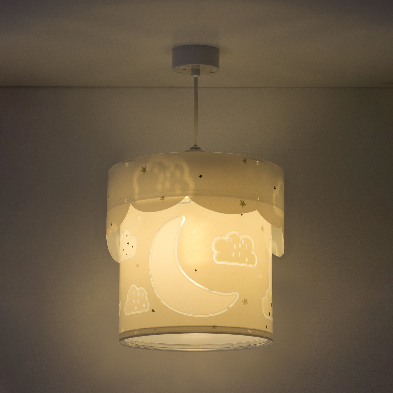 Kinder-hanglamp Moon, 1-lamp, grijs