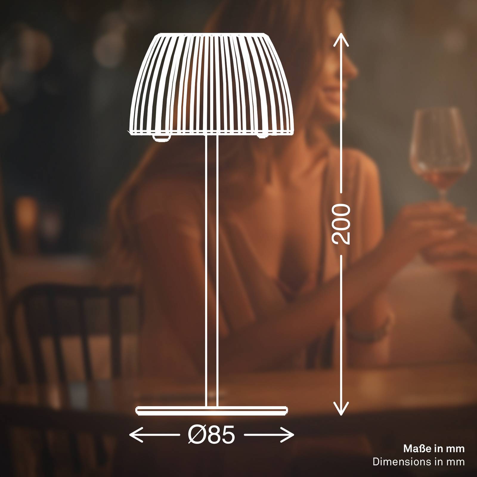 Lampa stołowa LED z akumulatorem Brilo unplugged Riffle, 20 cm, umbrasand