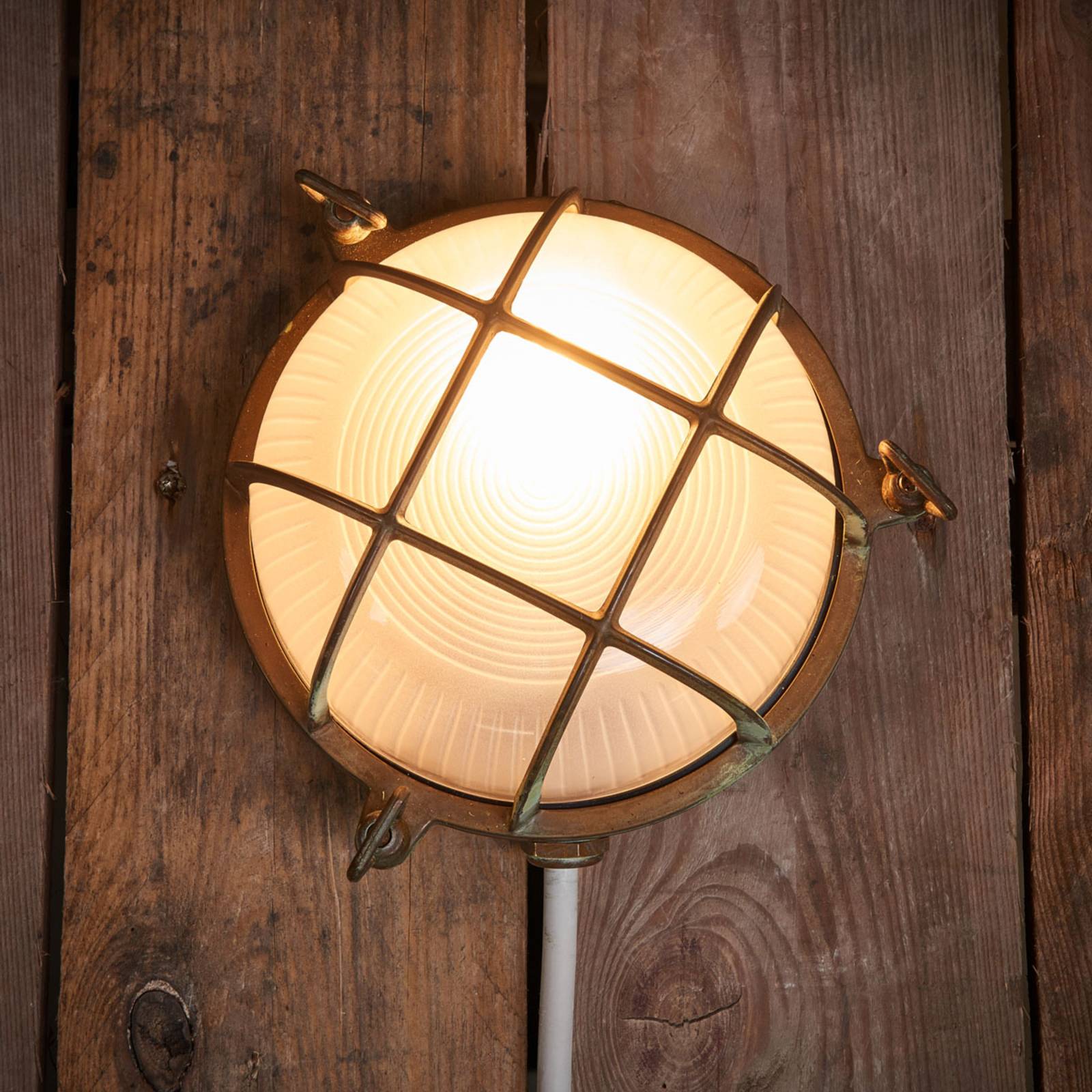 Lampa zewnętrzna Tortuga okrągła, mosiądz antyk