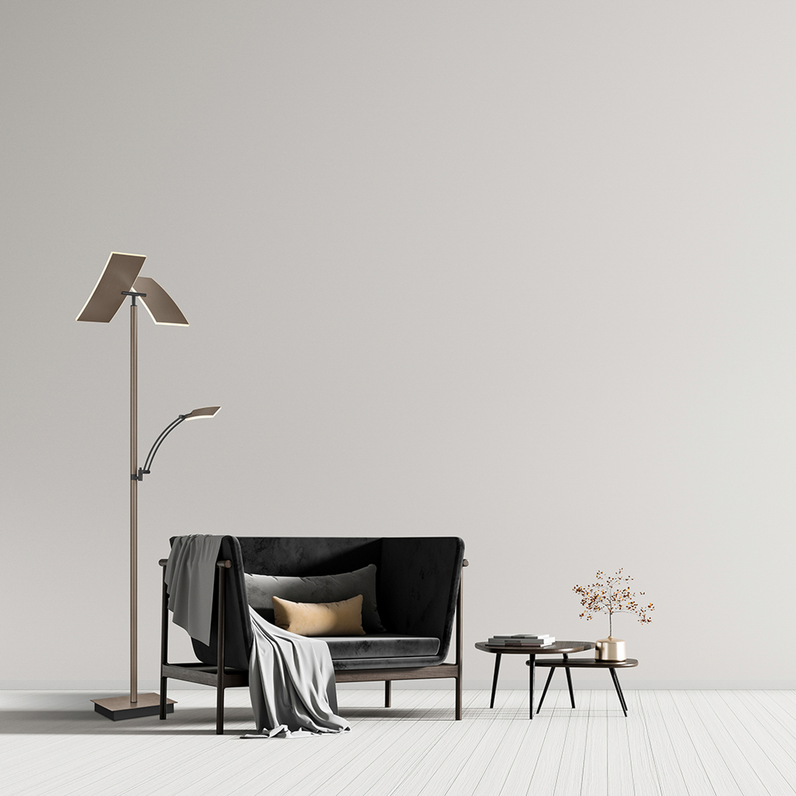 LED-Stehlampe Andy, bronze, Höhe 185 cm Metall CCT 3-flg.