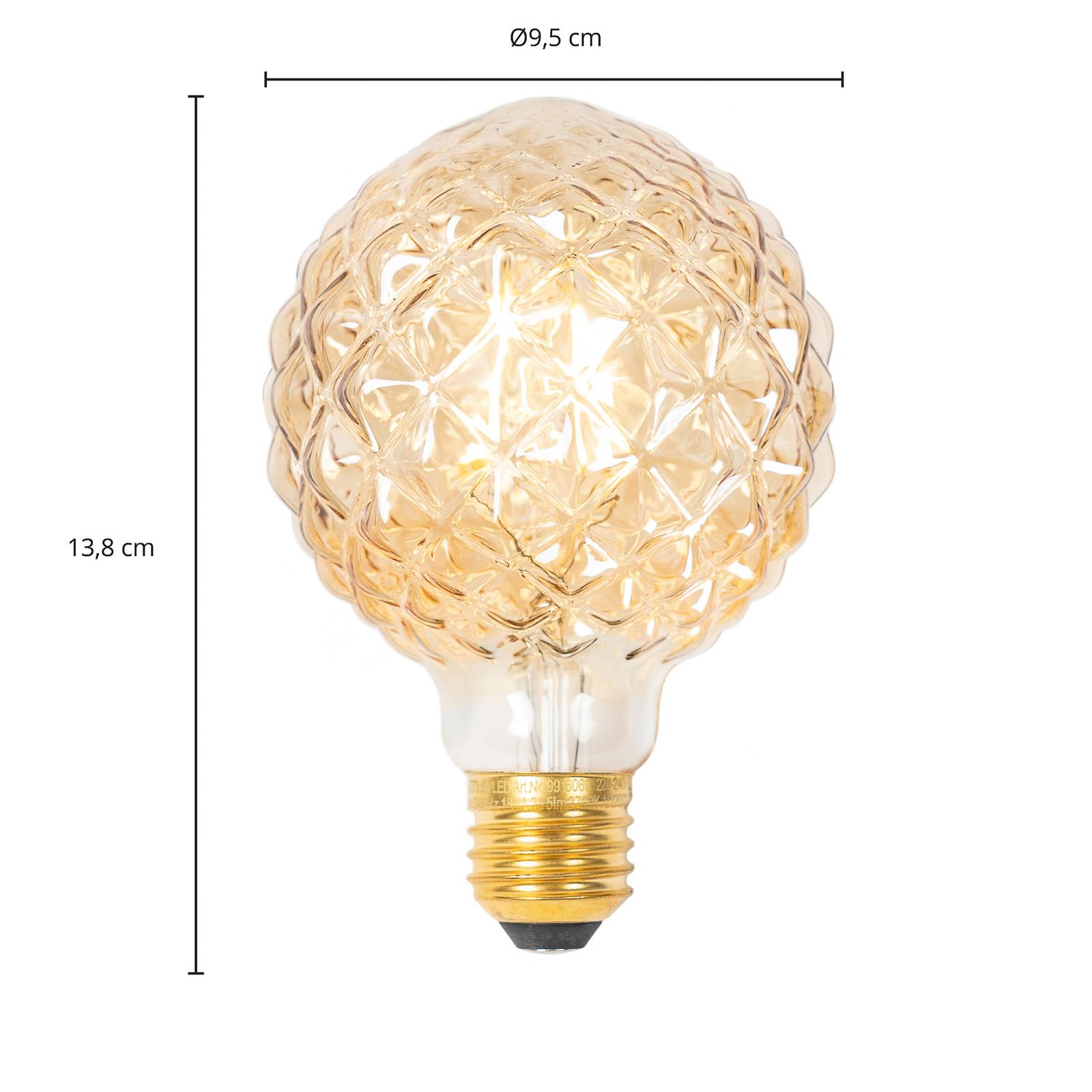 E27 3,8W żarówka LED G95, 2700K, struktura, bursztynowa