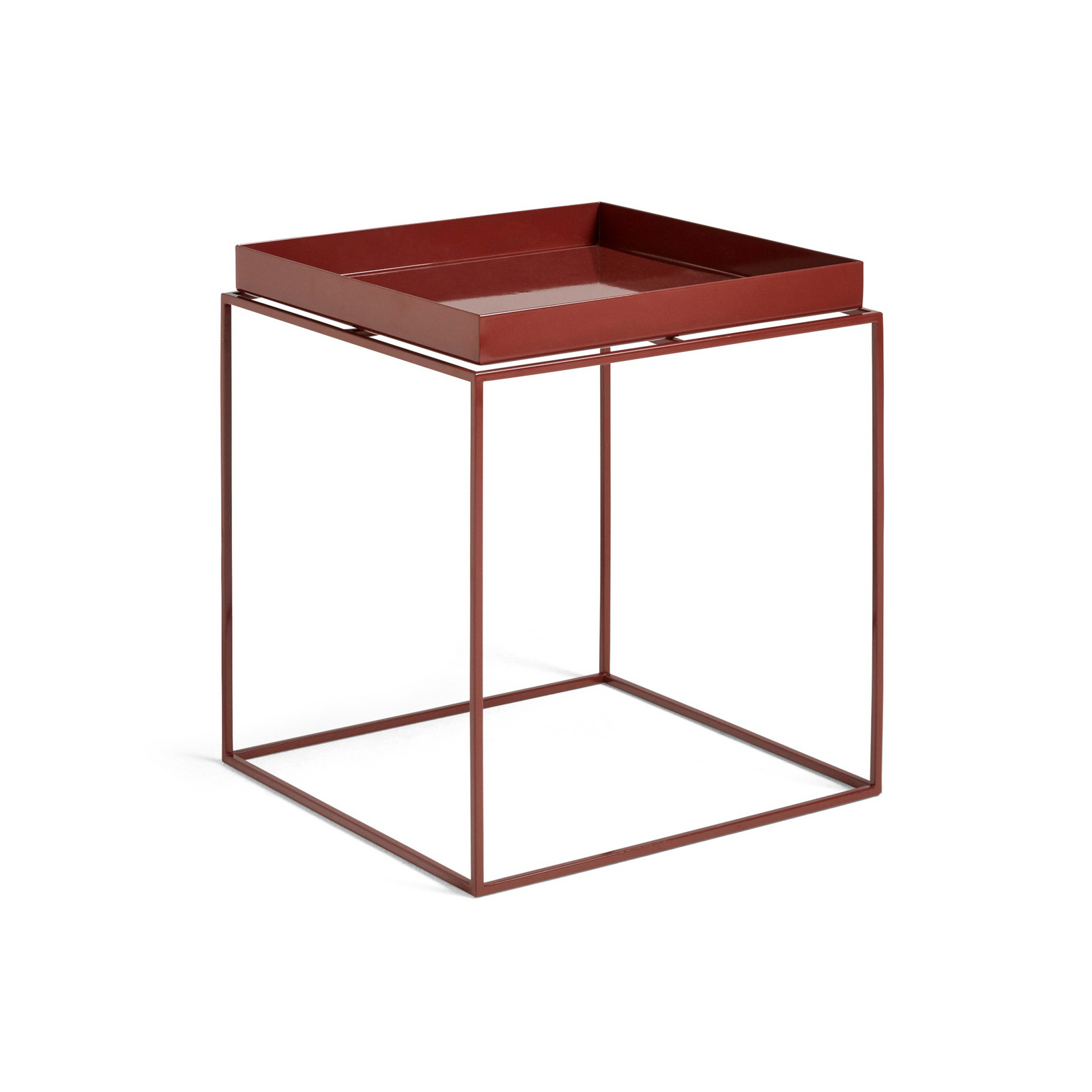 Tray sidobord, glänsande brun, stål, 40 x 40 cm - HAY