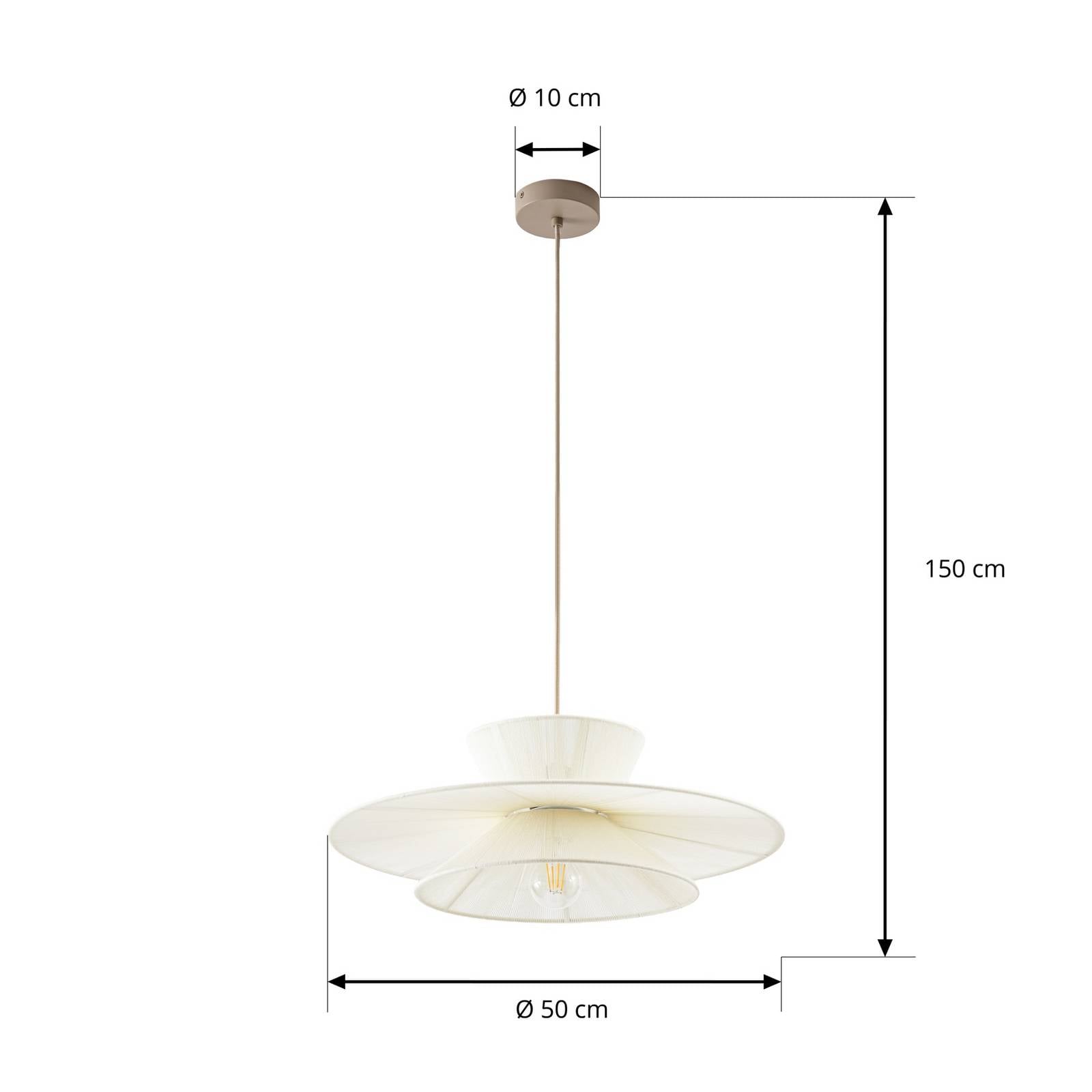 Żyrandol Lucande Novie, beżowa, bawełna, Ø 50 cm