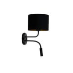 Wandleuchte Roller, Samt schwarz, schwarz, mit Leselicht