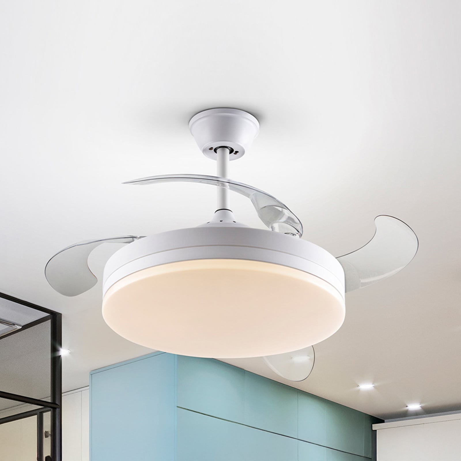 LED stropni ventilator Vento bel/dimno siv DC, Ø 100 cm tih