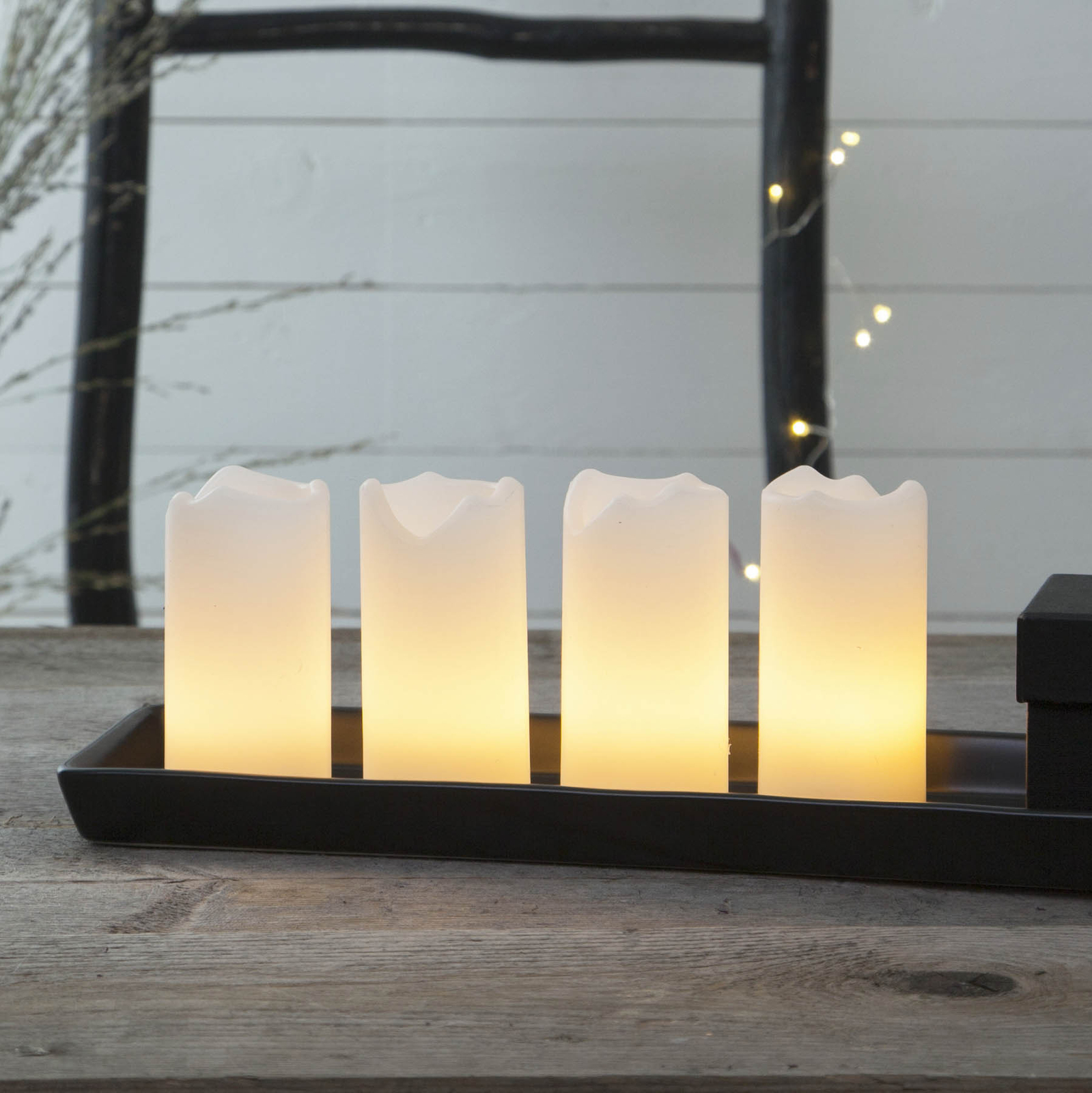 Candle LED-lys i 4-er sett med fjernkontroll, hvit