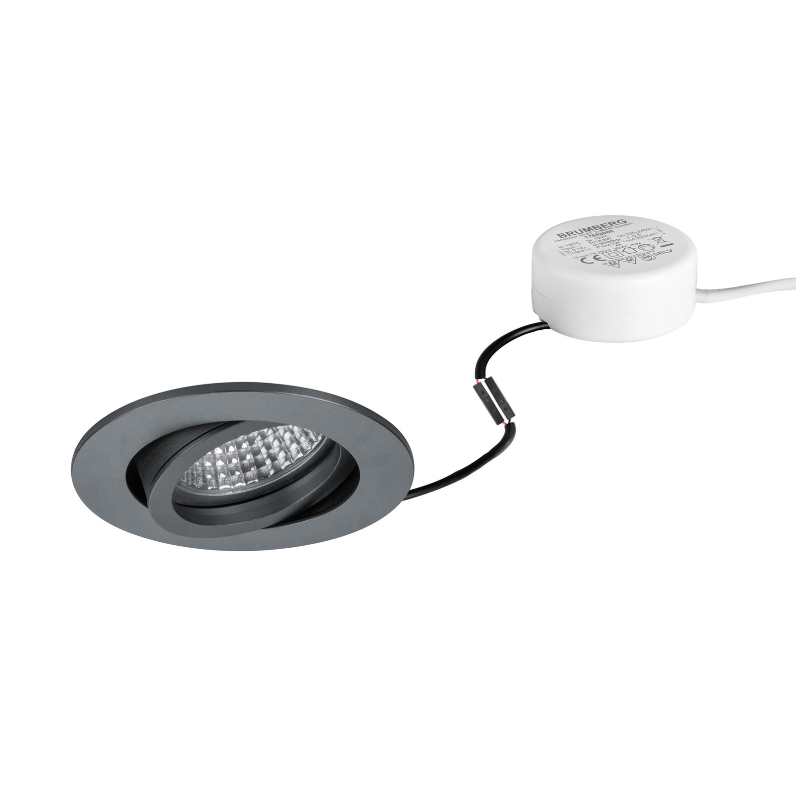 BRUMBERG LED прожектор за вграждане Tirrel-R RC с кръгъл драйвер, титанов