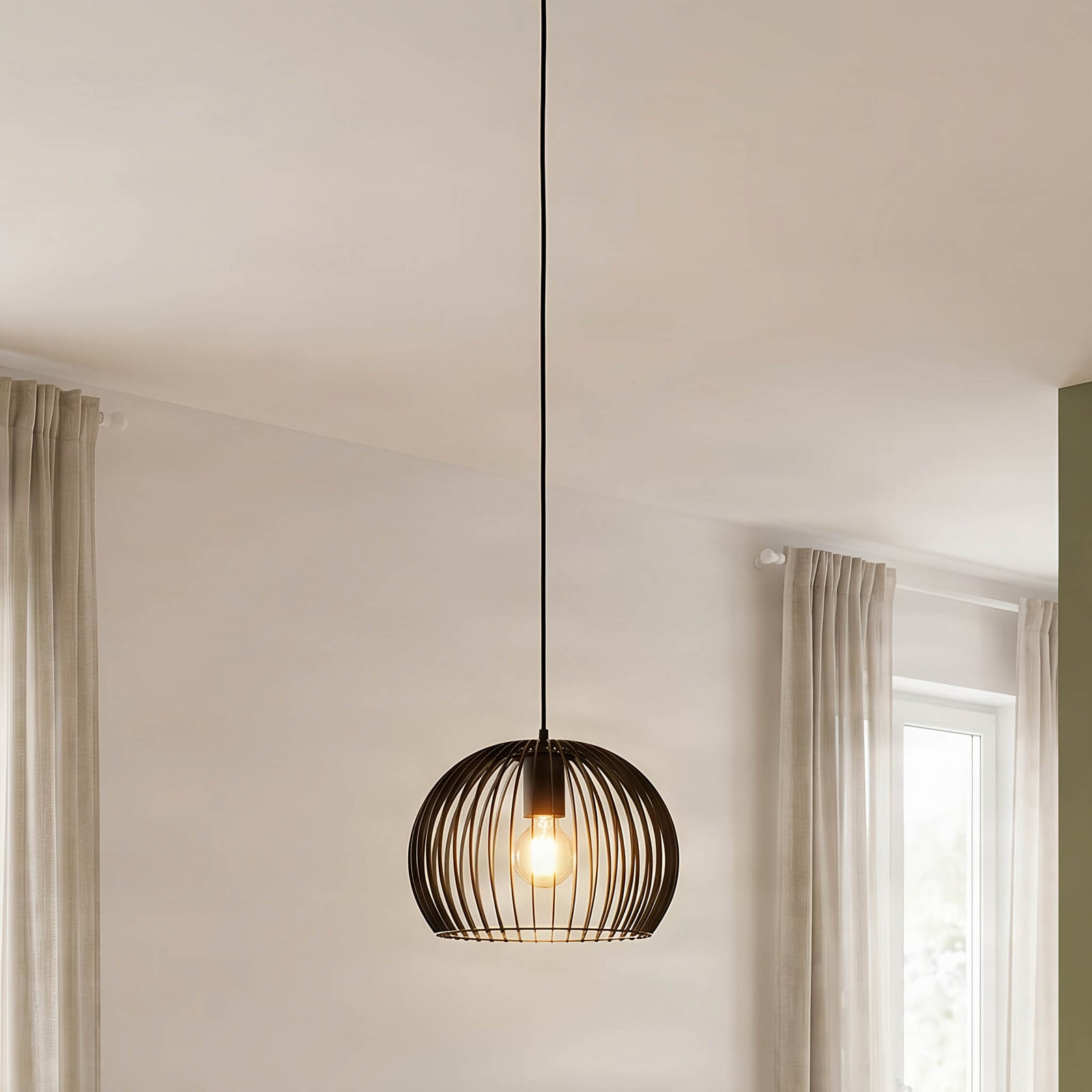 Hanglamp Larus van zwart staal, 1-lamp