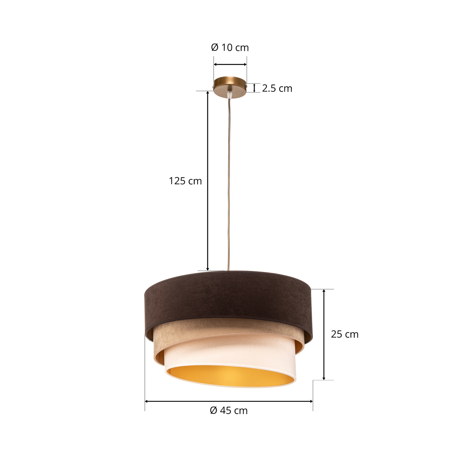 Lampa wisząca Devon, brązowa/beżowa/ecru Ø45cm