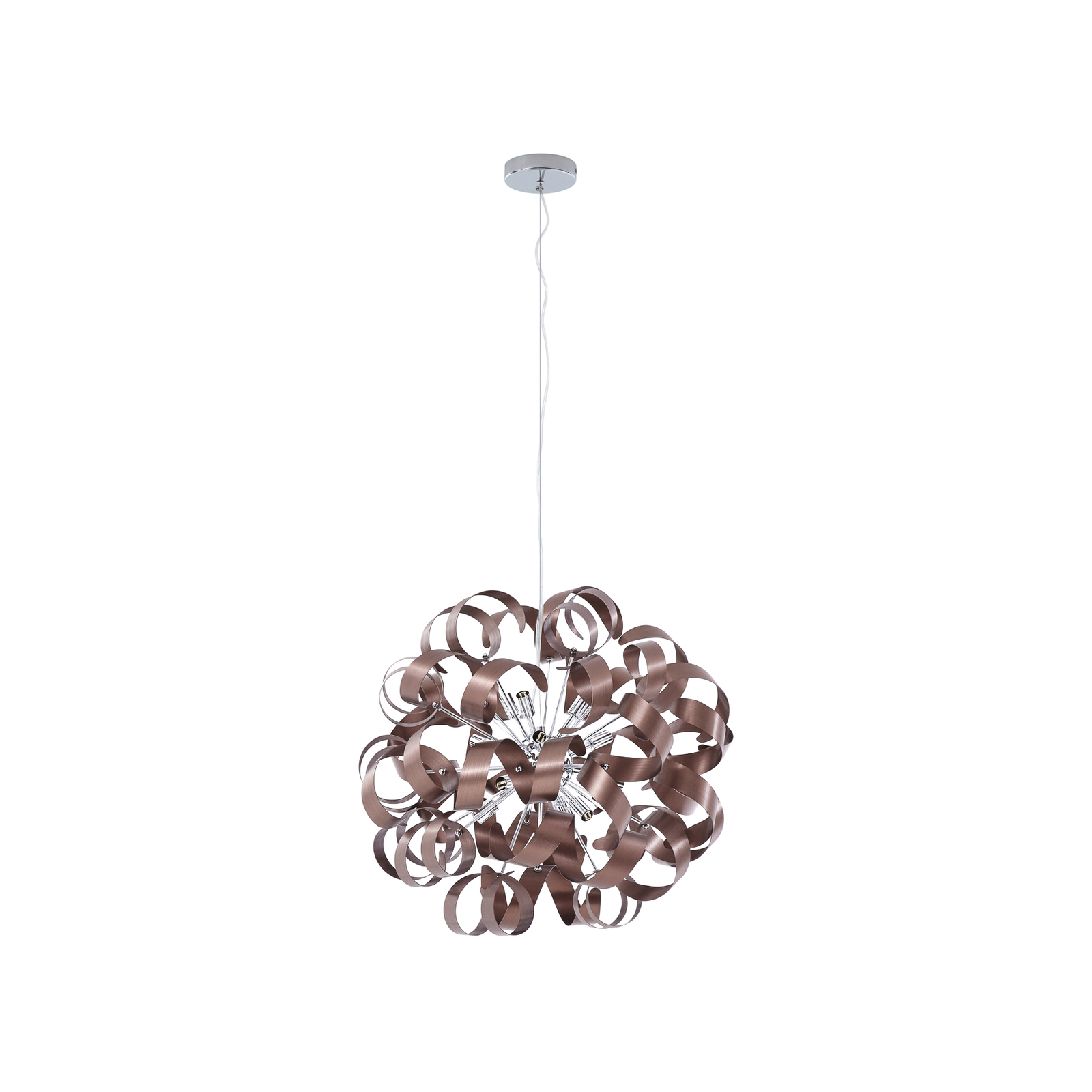 Lucande hanging light Kaelor, Ø 60 cm, copper-coloured, aluminium