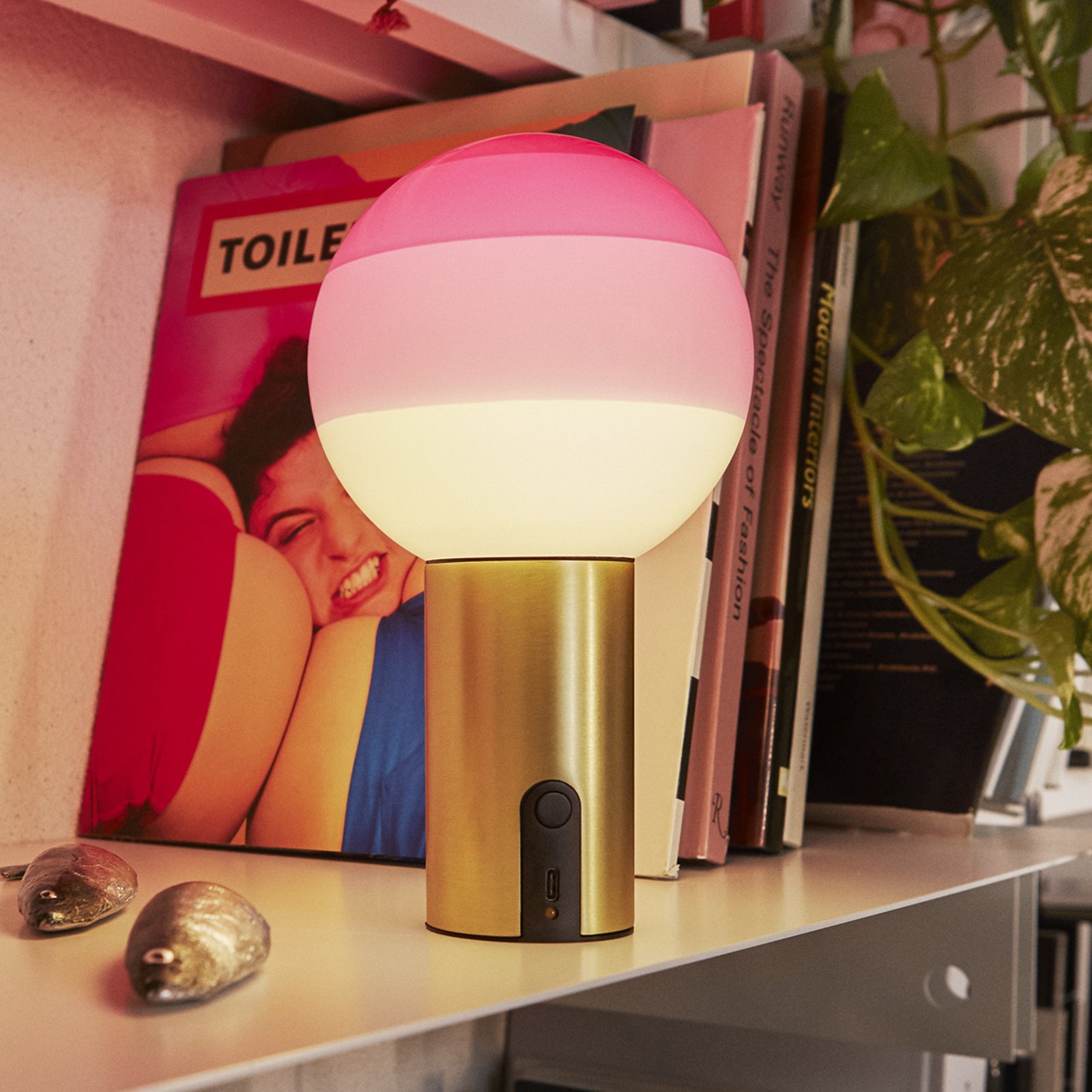 MARSET Dipping Light battery table lamp pink/brass