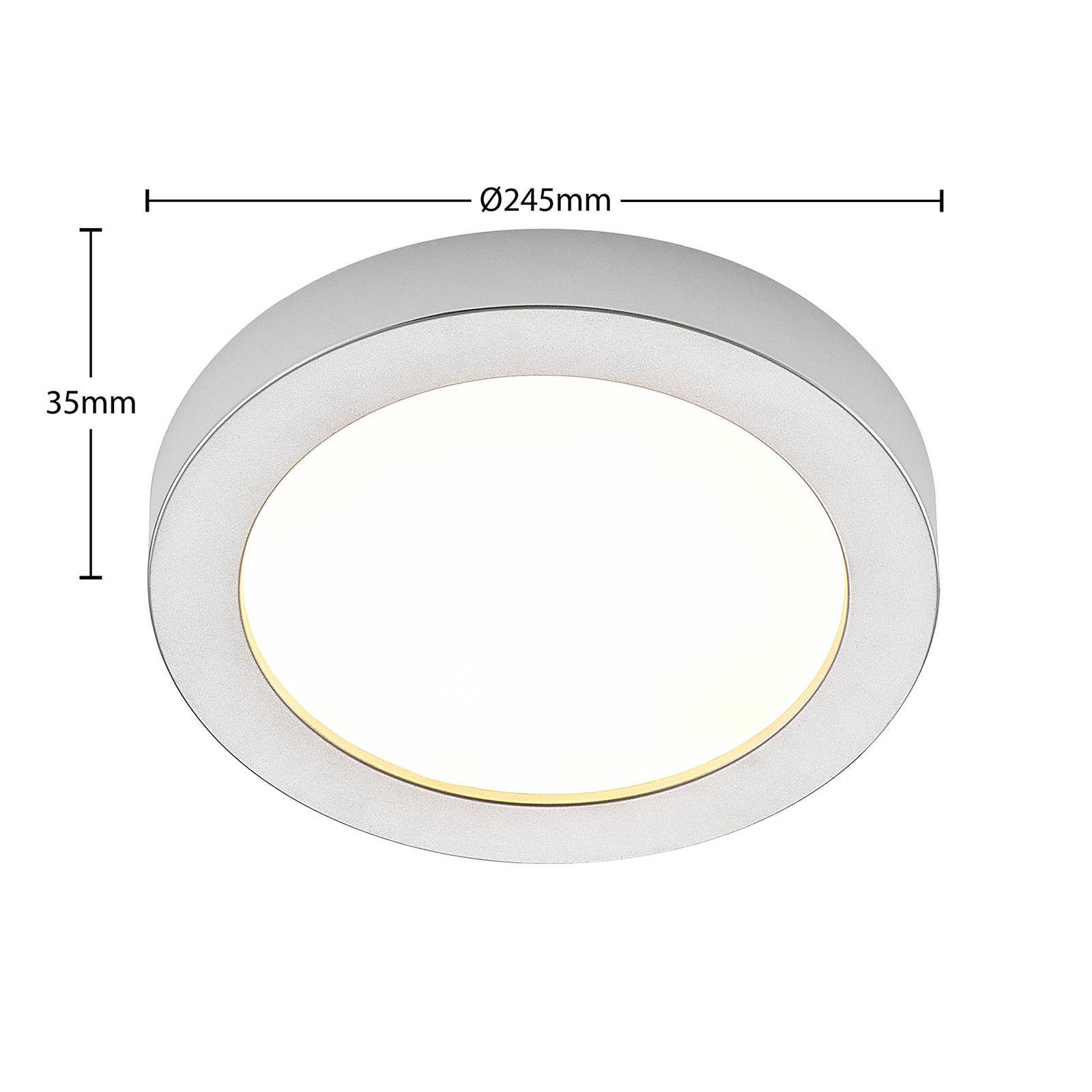 Prios lampa sufitowa LED Edwina, srebrna, 24,5cm, 10szt, ściemniana