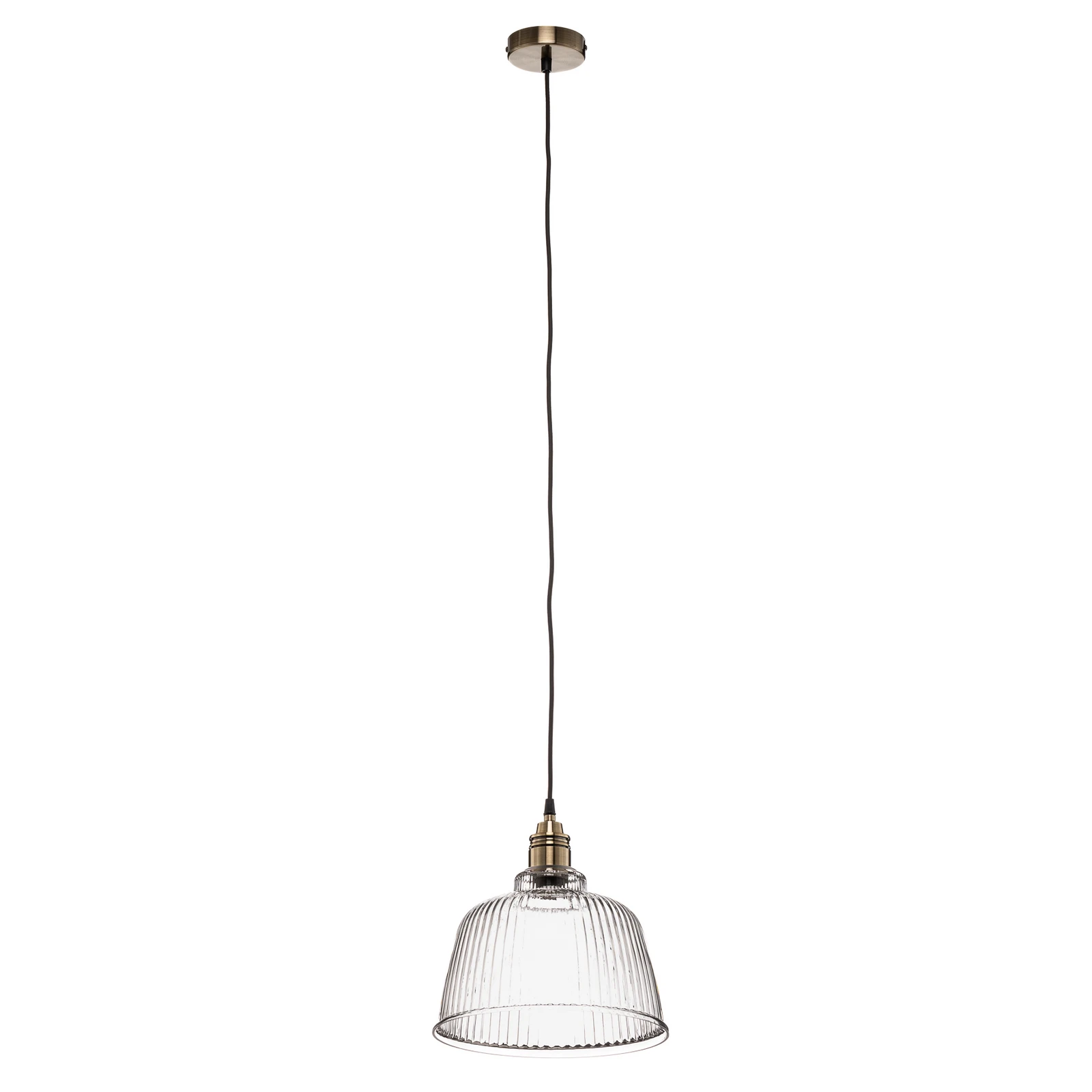 Hängeleuchte Leana, Glas klar, 1-flg., altmessing