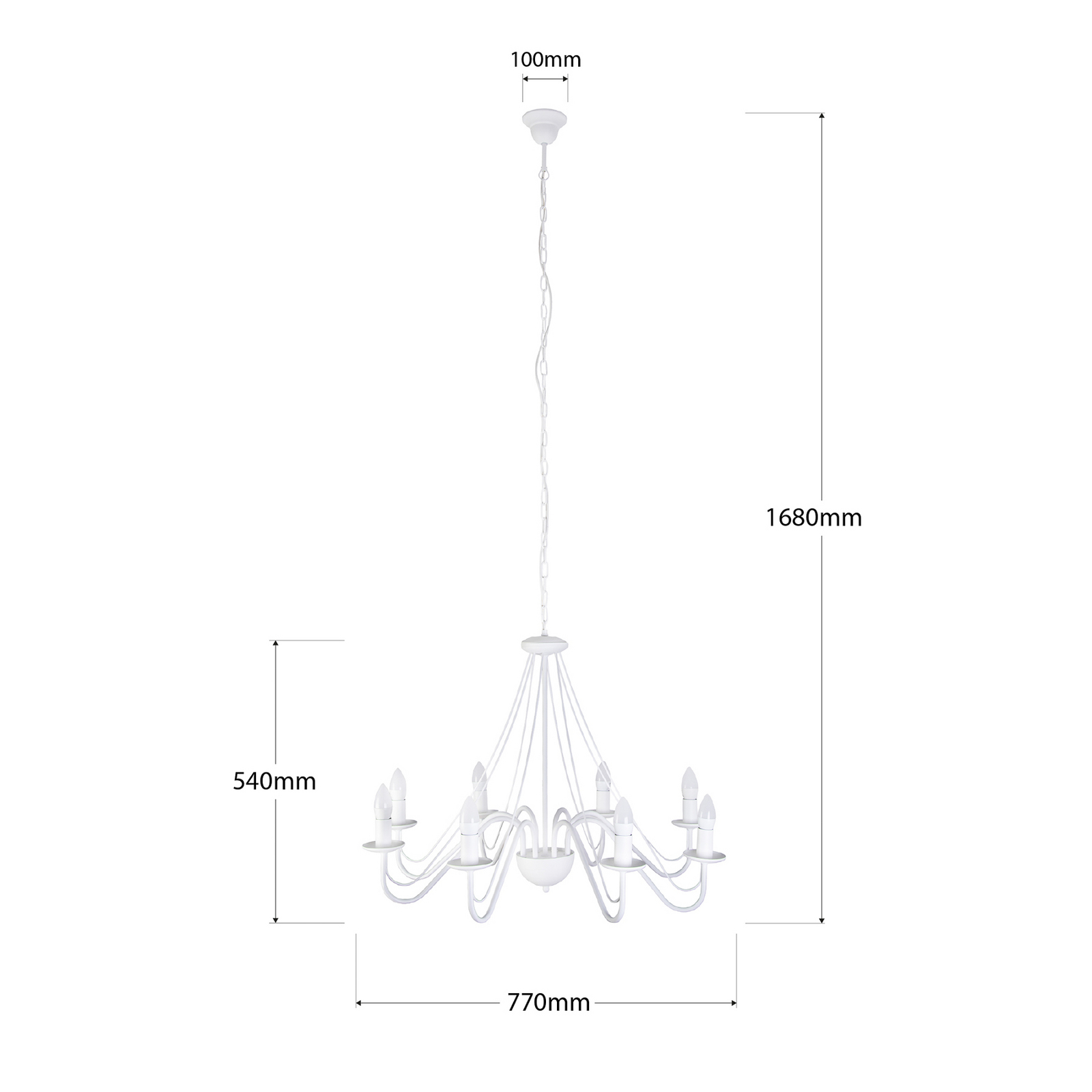 Żyrandol Malbo, biały, metalowy, 8-punktowa, E14