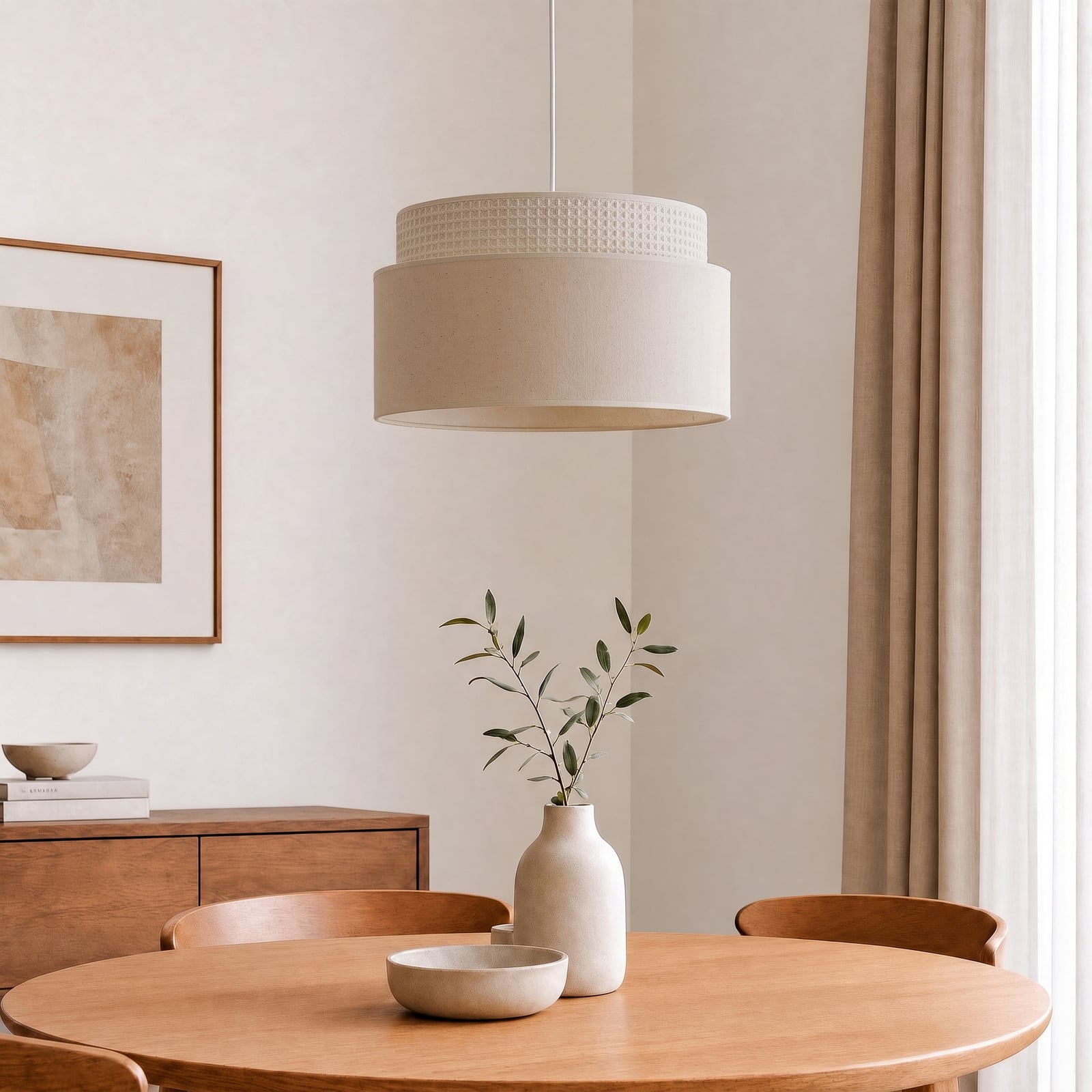 Hanglamp Milano, ecru/beige, Ø 45 cm, textiel, E27