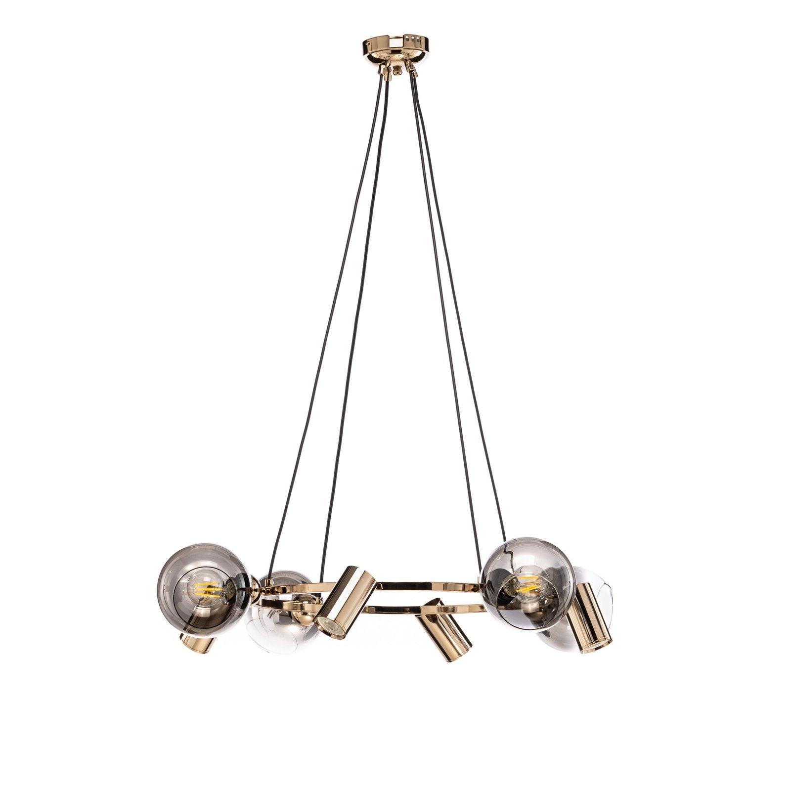 Suspension Zerde 4+4, Ø 82 cm, dorée, à 8 lampes