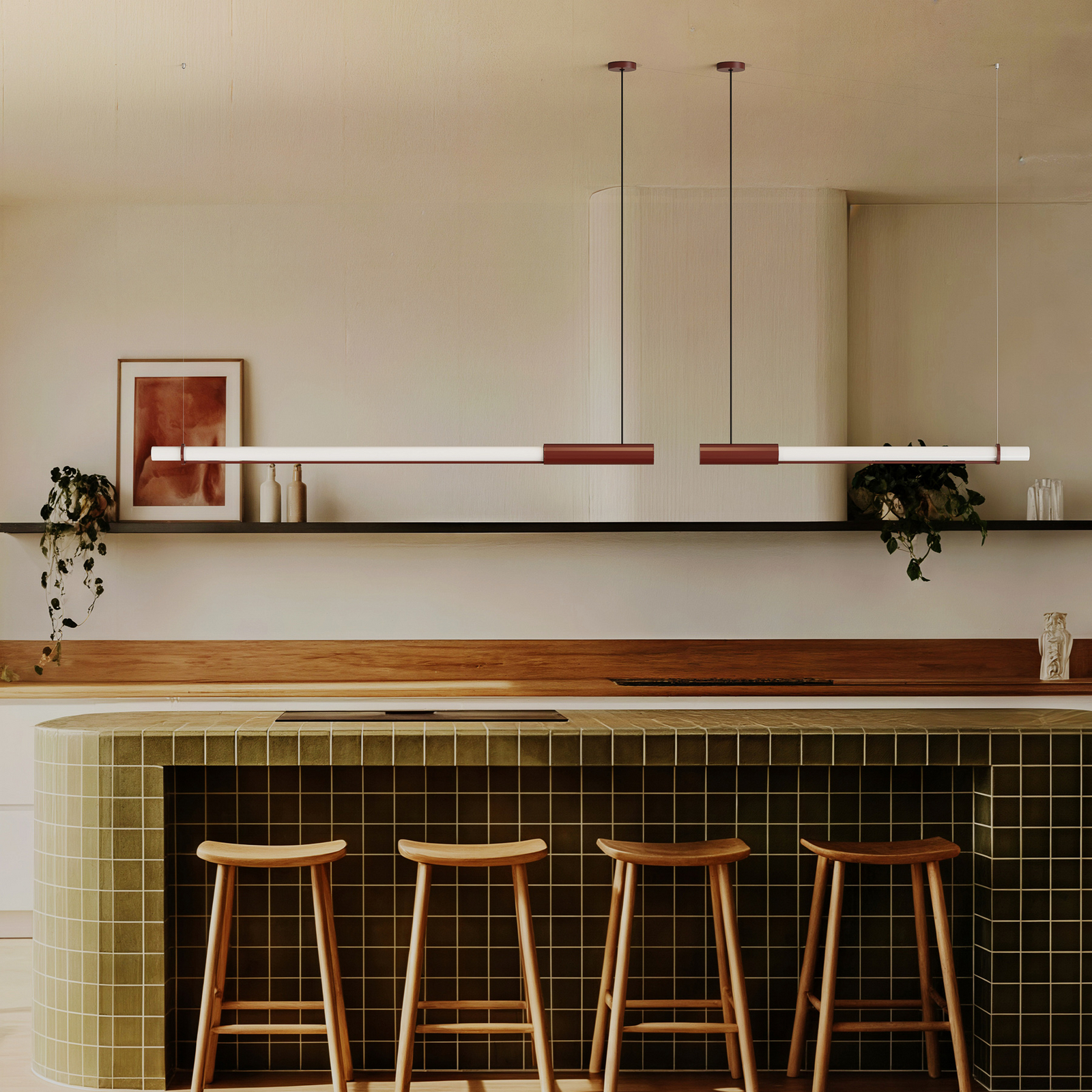 Lampada LED a sospensione In Fine, rossa, lunghezza 105 cm - DCW