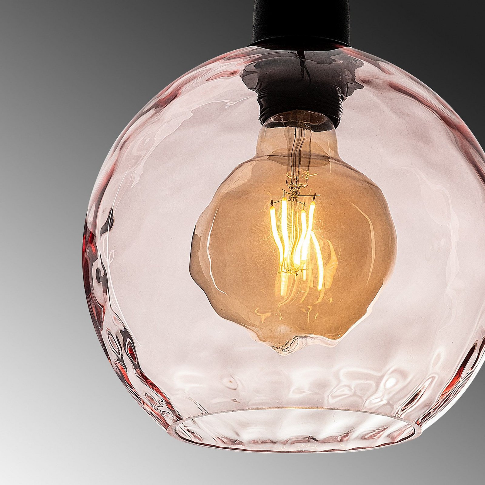 Lámpara colgante Benek, rosa, cristal, Ø 20 cm, E27