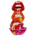 KARE Candlestick Lips, height 30 cm, polyresin, red