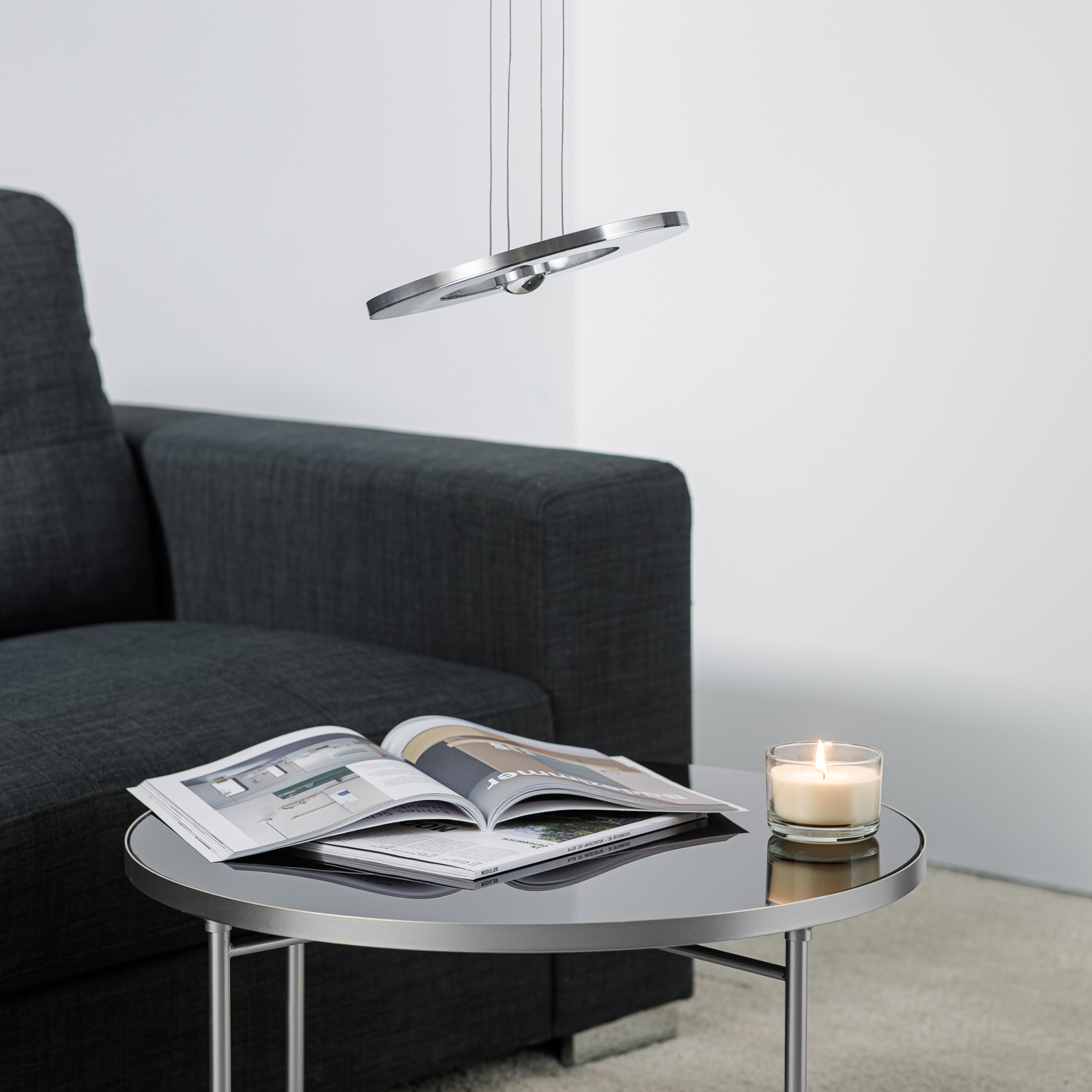 Cini & Nils Cini&Nils Passepartout25 LED hanging light chrome, for Living / Dining Room, aluminium, energy efficiency: A+