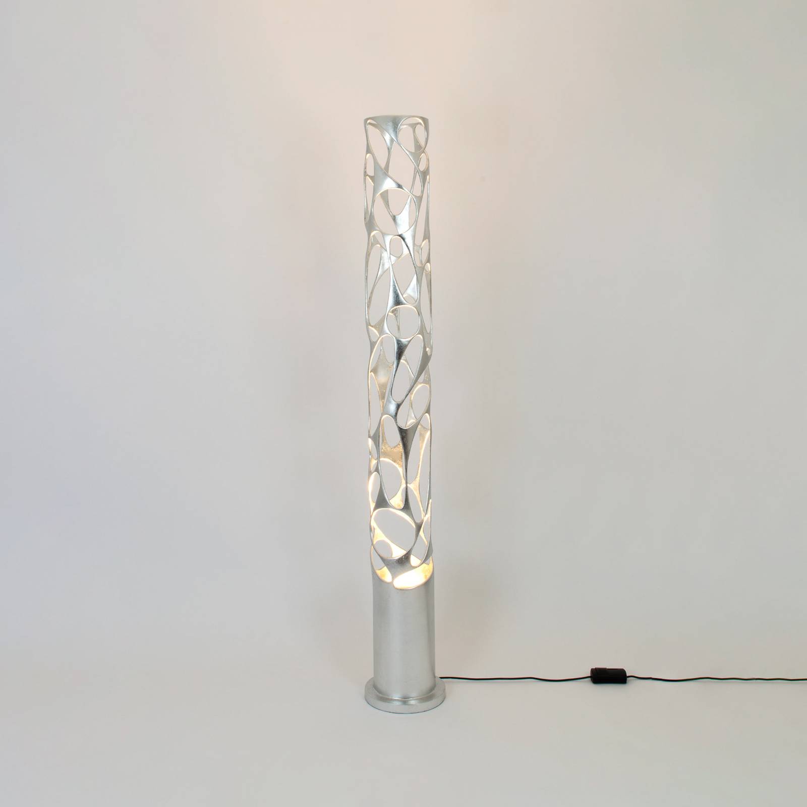 Holländer talismano állólámpa, ezüst színű, 176 cm magas, vasból készült