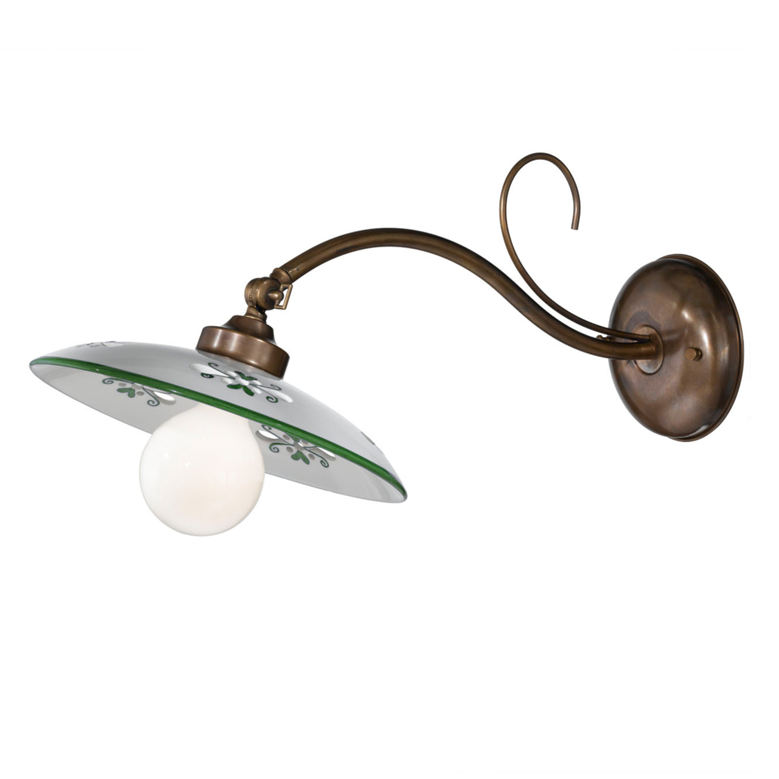 Lampa ścienna Bassano, klosz ceramiczny, wystający