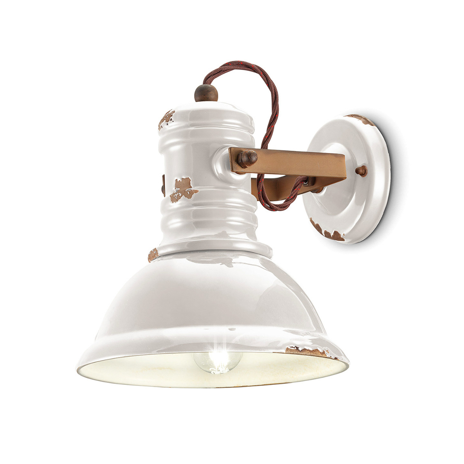 Ceramiczna lampa ścienna C1693 w białym, industrialnym stylu