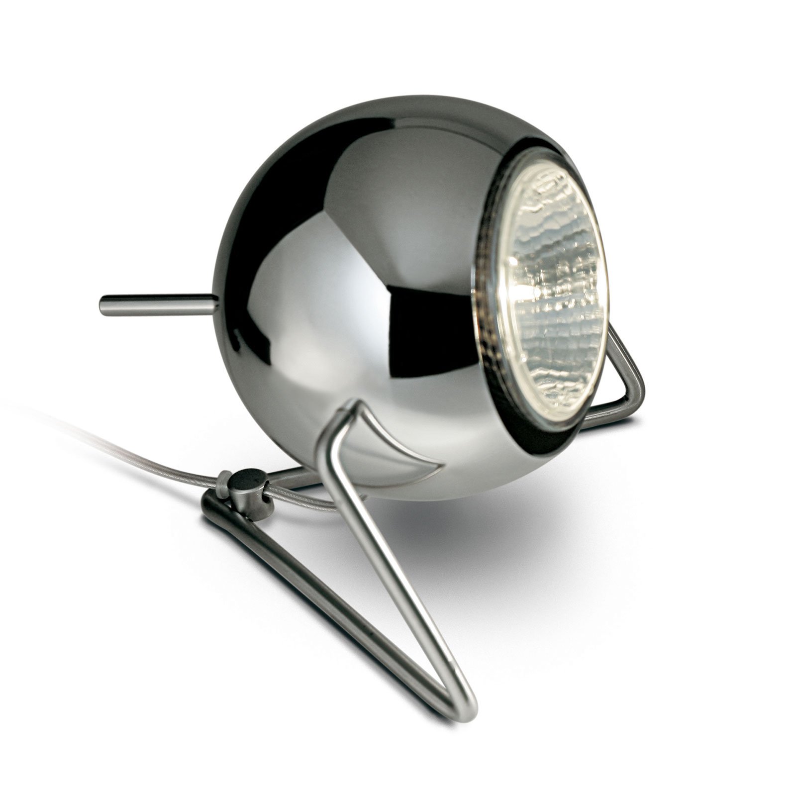 Fabbian Beluga staal chroom-tafellamp, Ø 9 cm