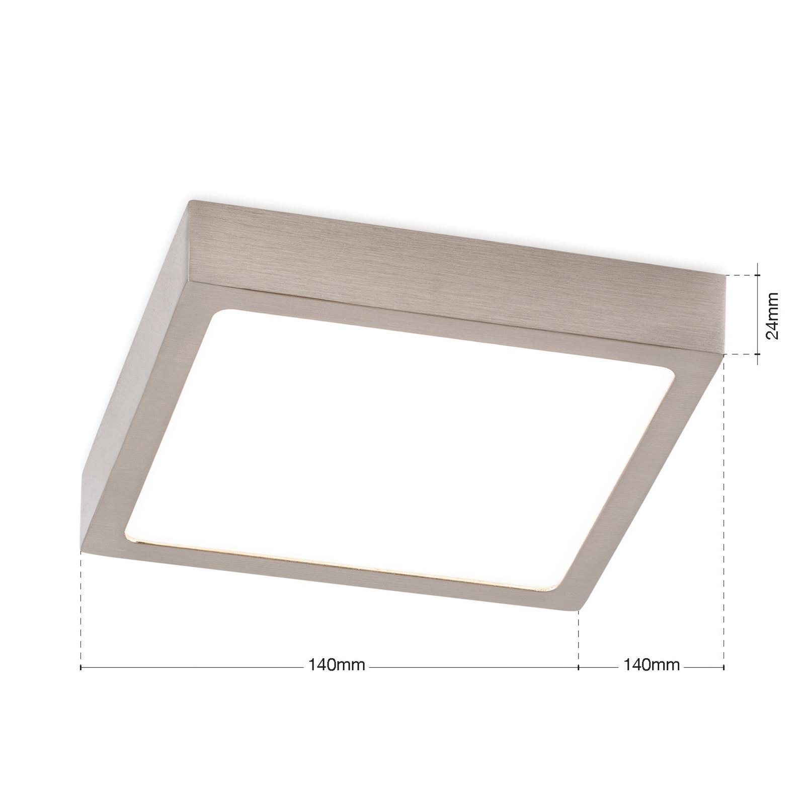 LED ceiling lamp Disc nickel-coloured satin finish, length 14 cm CCT