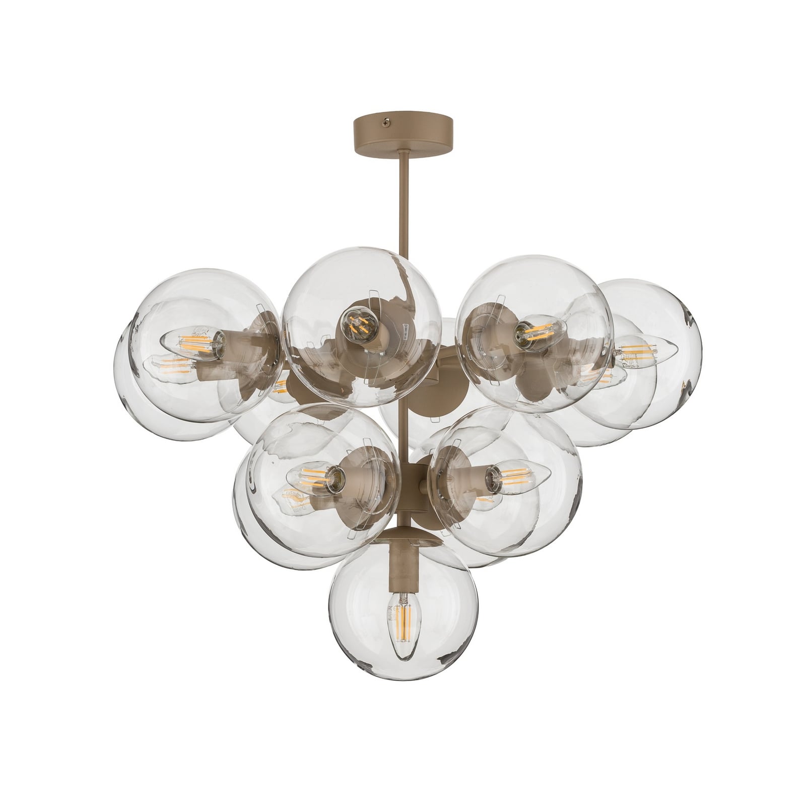Plafoniera Zumba, grigio-beige/trasparente, a 13 luci, in vetro Plafoniera Zumba, grigio-beige/trasparente, a 13 luci, in vetro