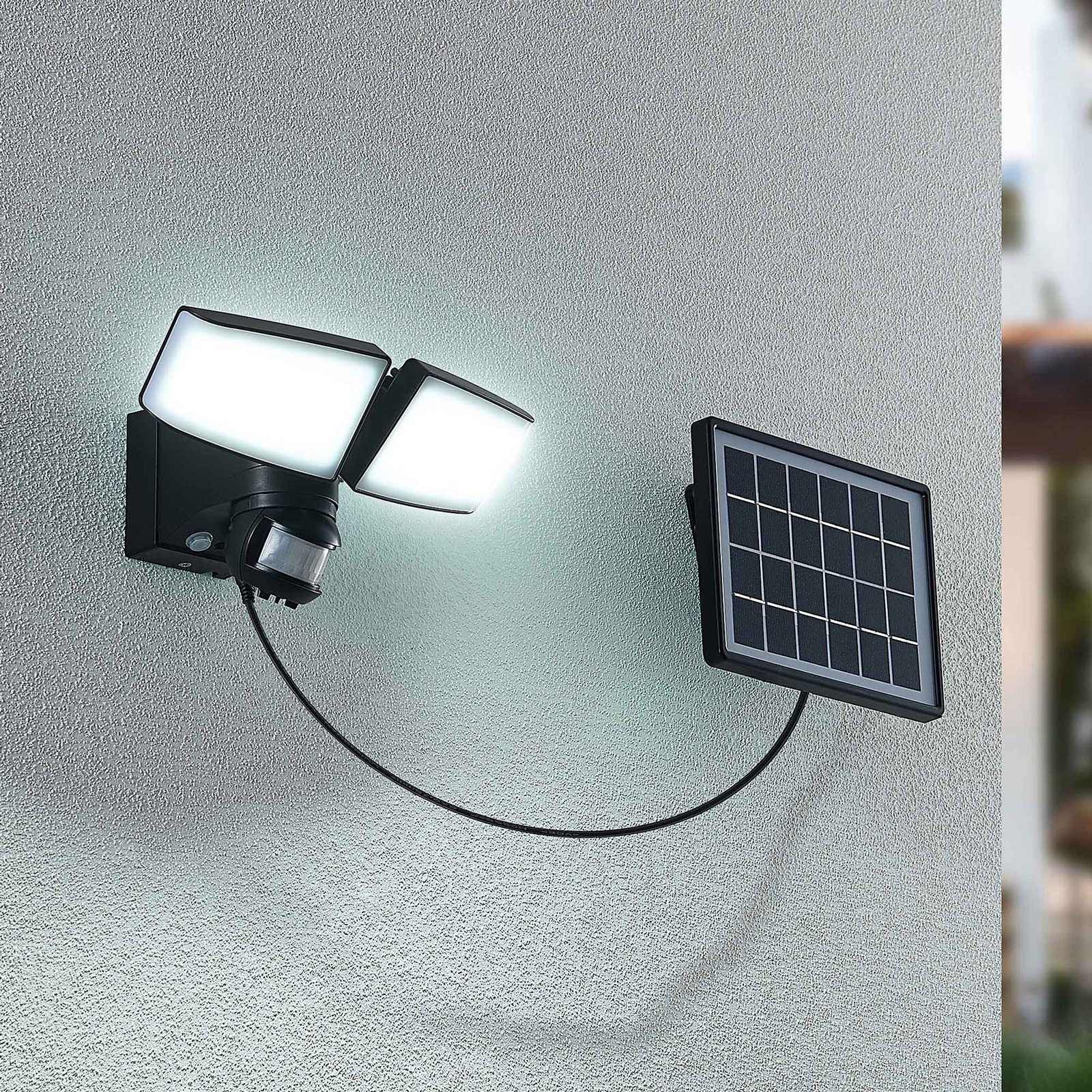 Prios Kalvito foco pared solar LED sensor, 2 luces