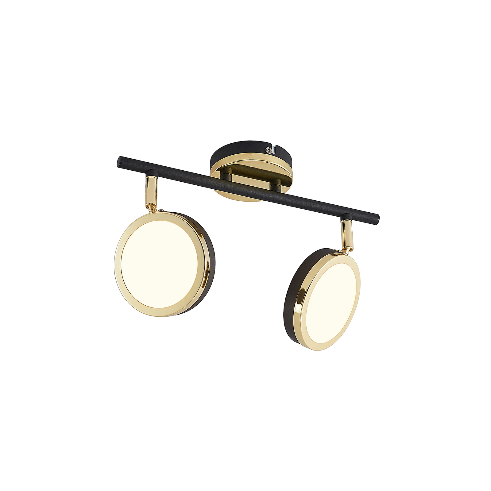 Lindby downlight de techo Alsani, 2 luces, acero, negro, dorado