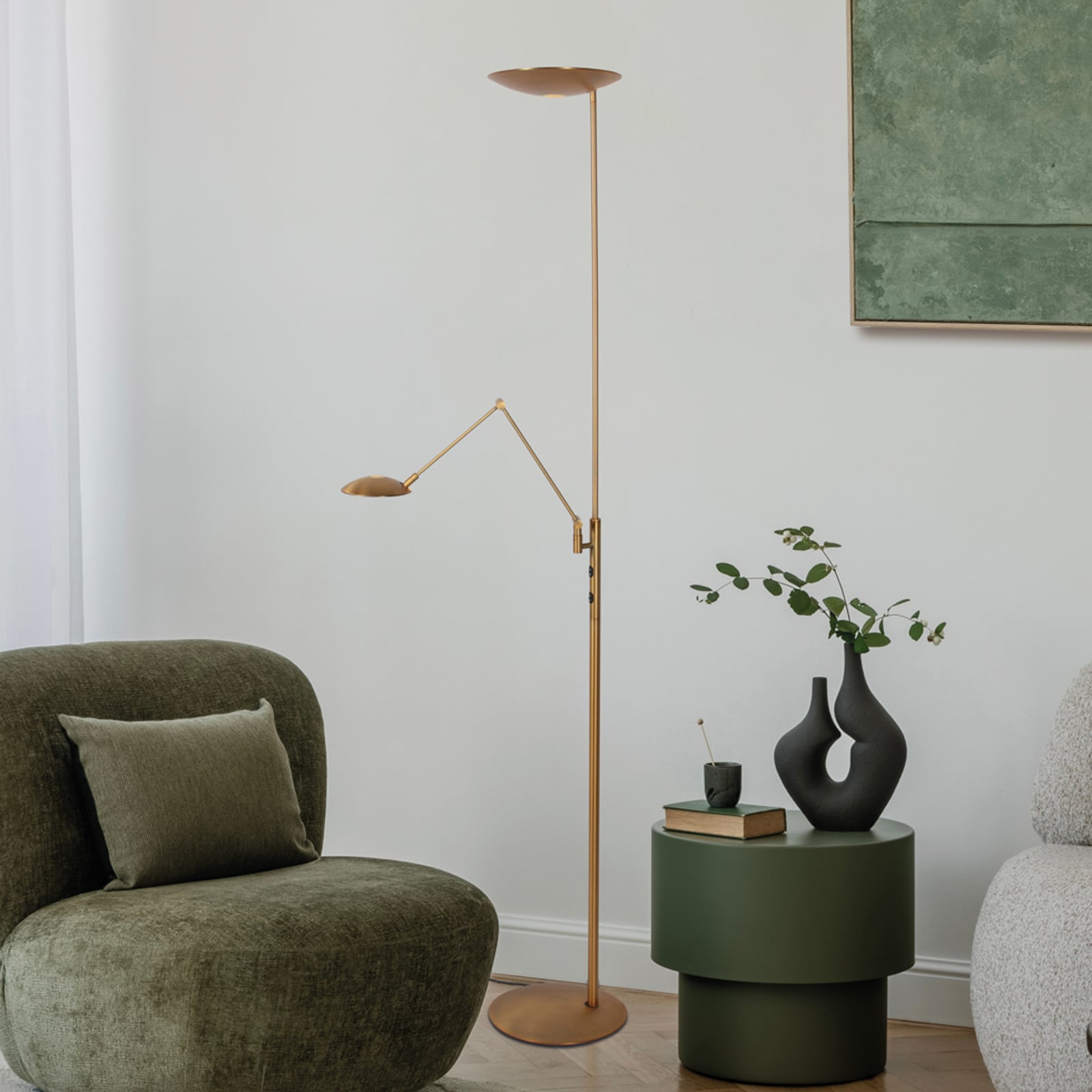 LED lubinis šviestuvas „Daphne 2 +“ – skaitymo lempa, bronzos spalvos, CCT, su