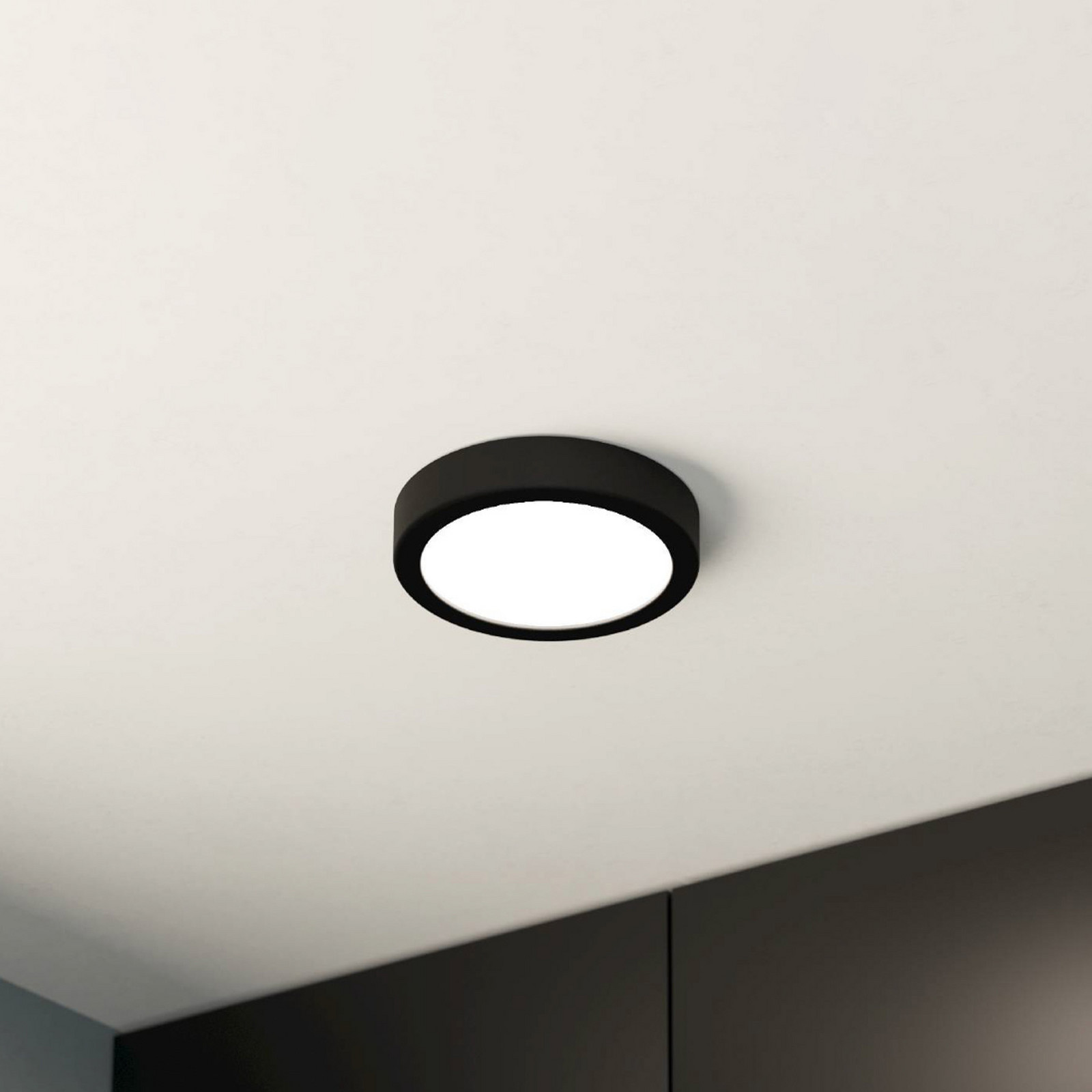 EGLO Panou LED de suprafață Fueva 5 IP20 830 negru Ø16cm - Camera de zi / sufragerie - modern - negru alb - Metal