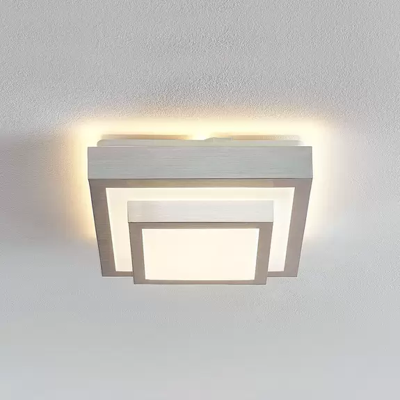 Lampenwelt Lindby Mirco LED-Alu-Deckenlampe, eckig, 27 cm