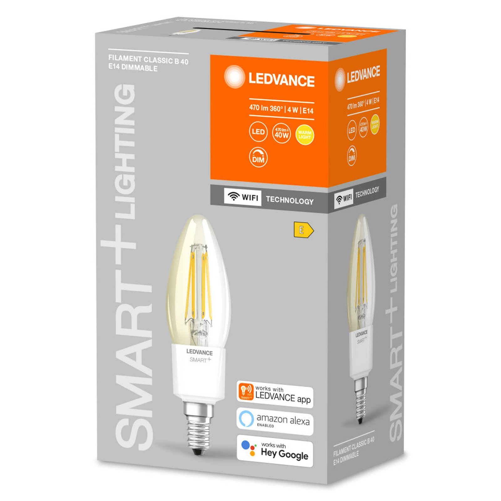 LEDVANCE SMART+ WiFi filament Candle 40 E14 4W 827